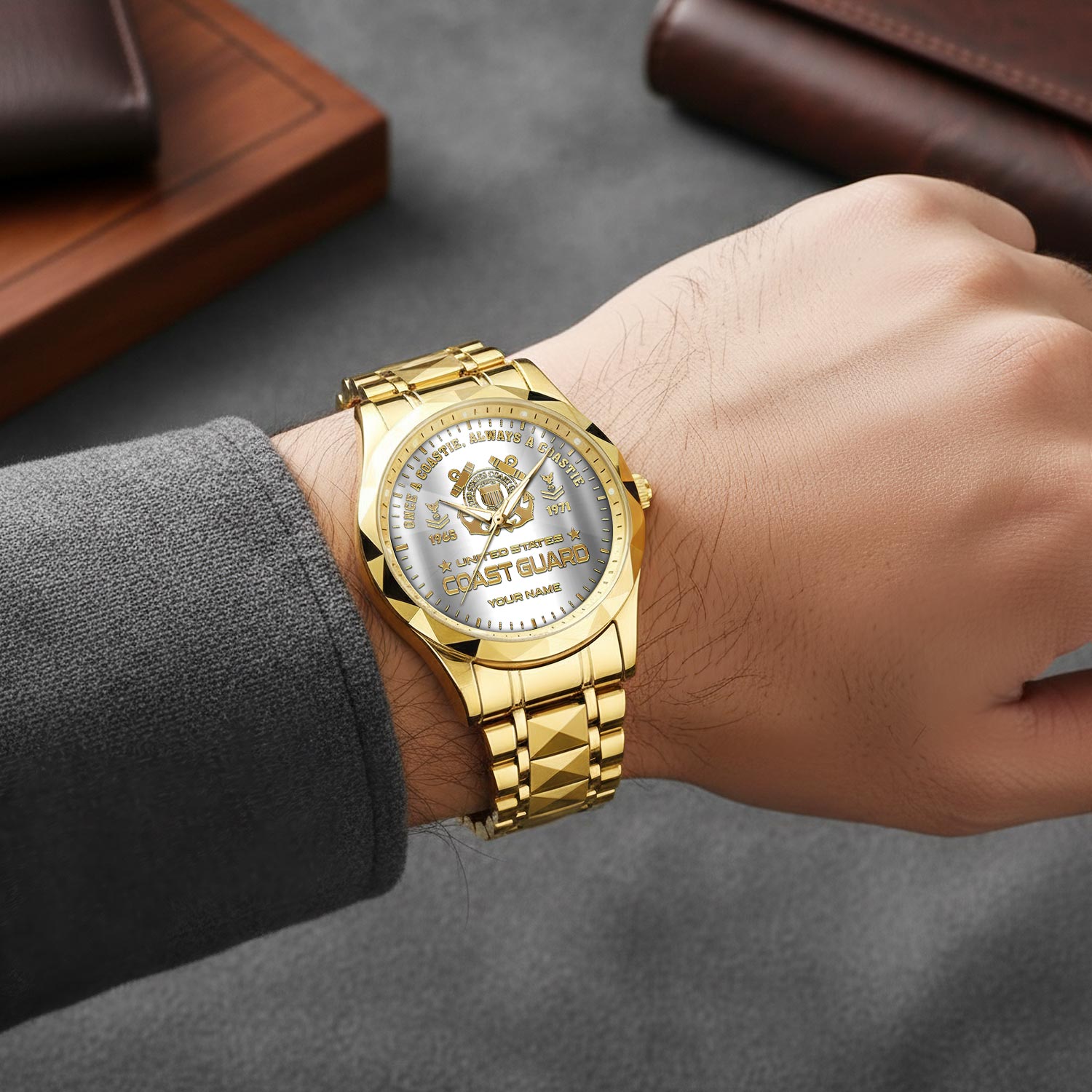 US Coast Guard, Honor The Fallen - Diamond-Cut Bezel Watch - Image 5