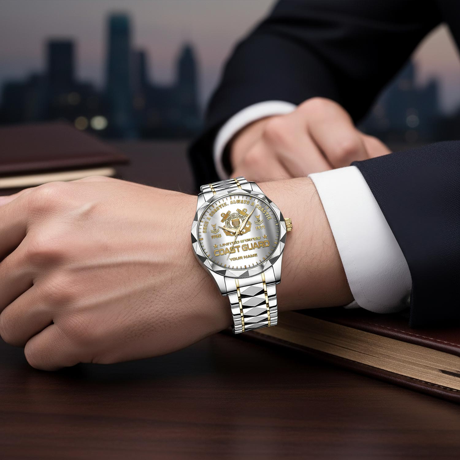 US Coast Guard, Honor The Fallen - Diamond-Cut Bezel Watch - Image 6