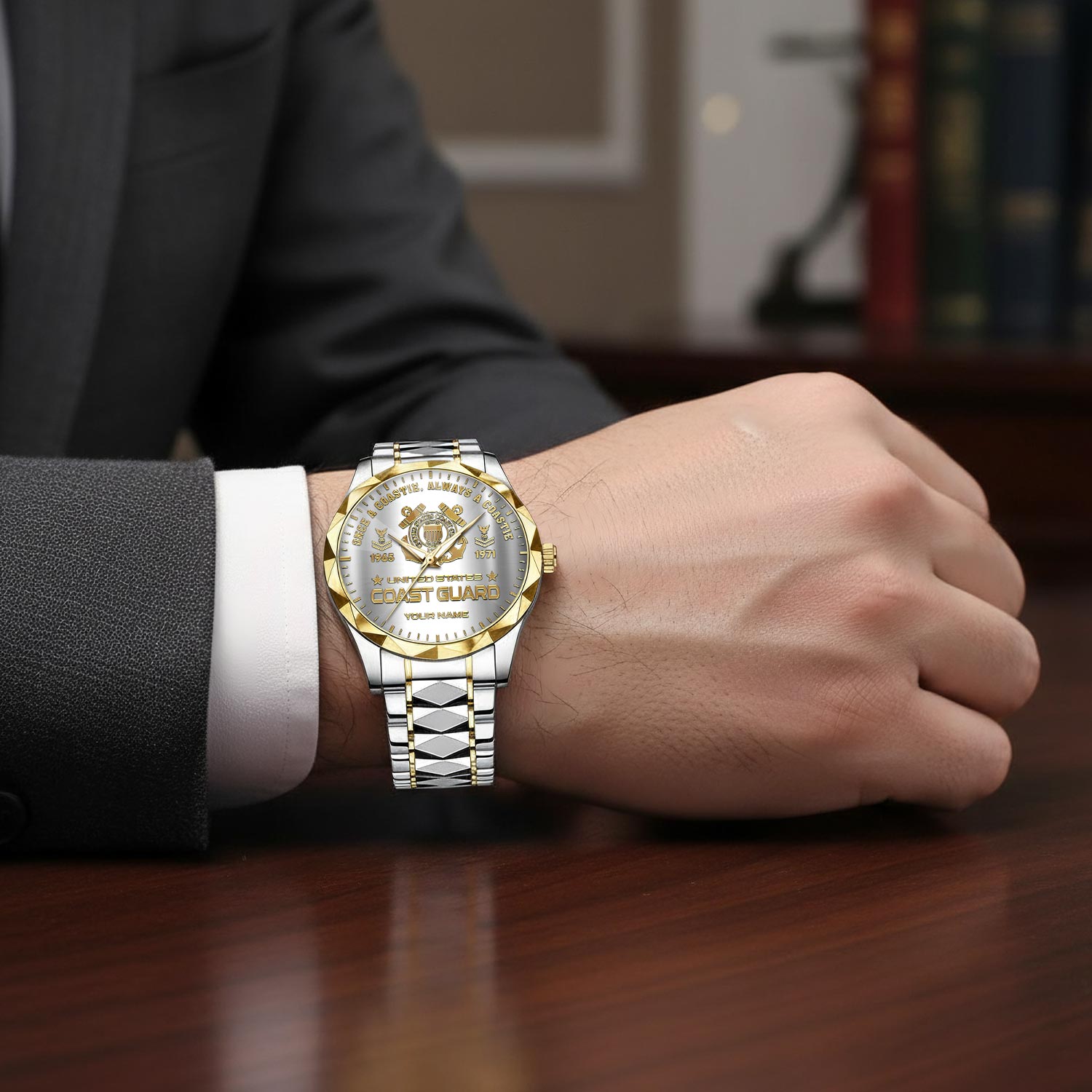 US Coast Guard, Honor The Fallen - Diamond-Cut Bezel Watch - Image 7