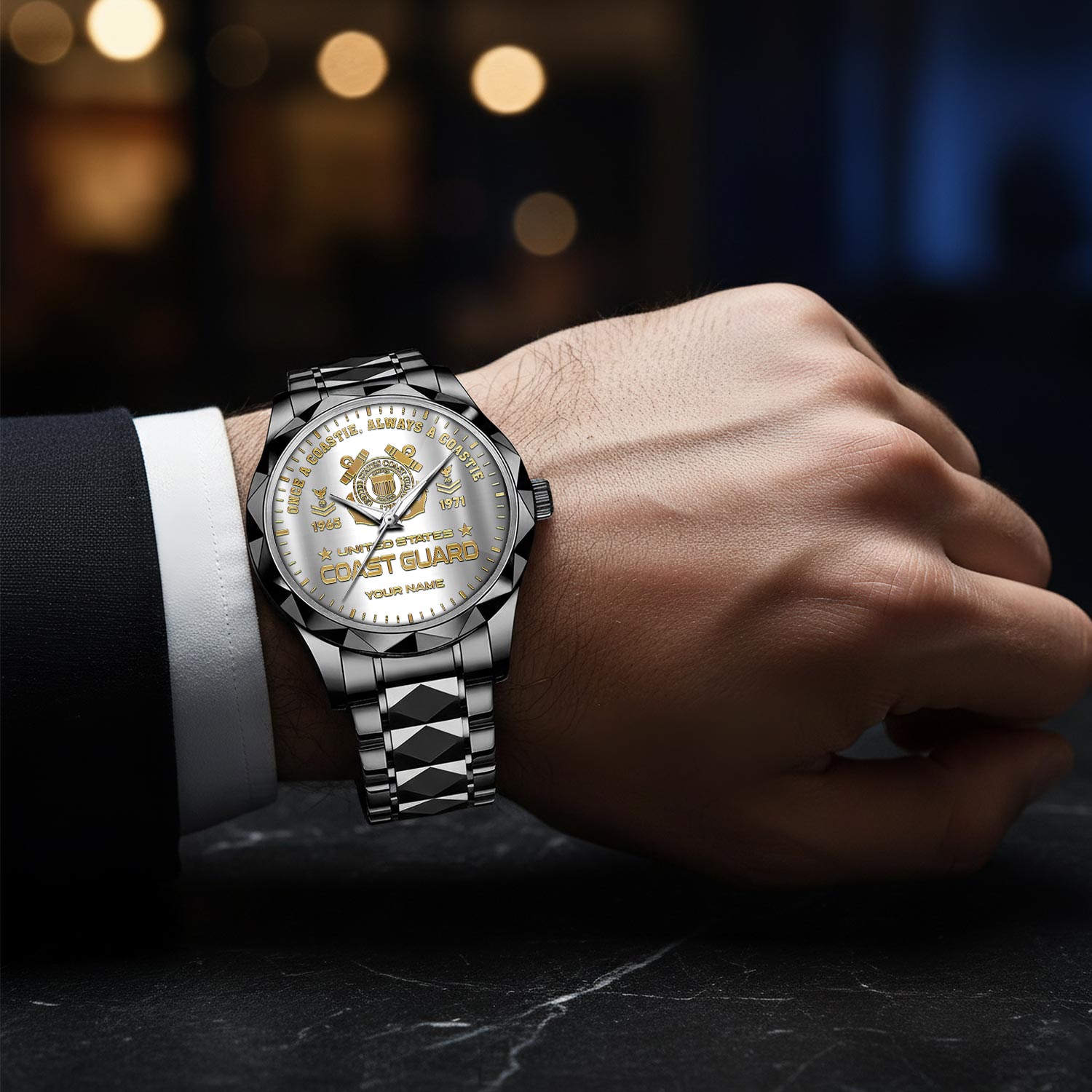 US Coast Guard, Honor The Fallen - Diamond-Cut Bezel Watch - Image 8