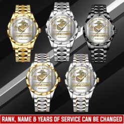 US Marine Corps, I Walked The Walk - Diamond-Cut Bezel Watch