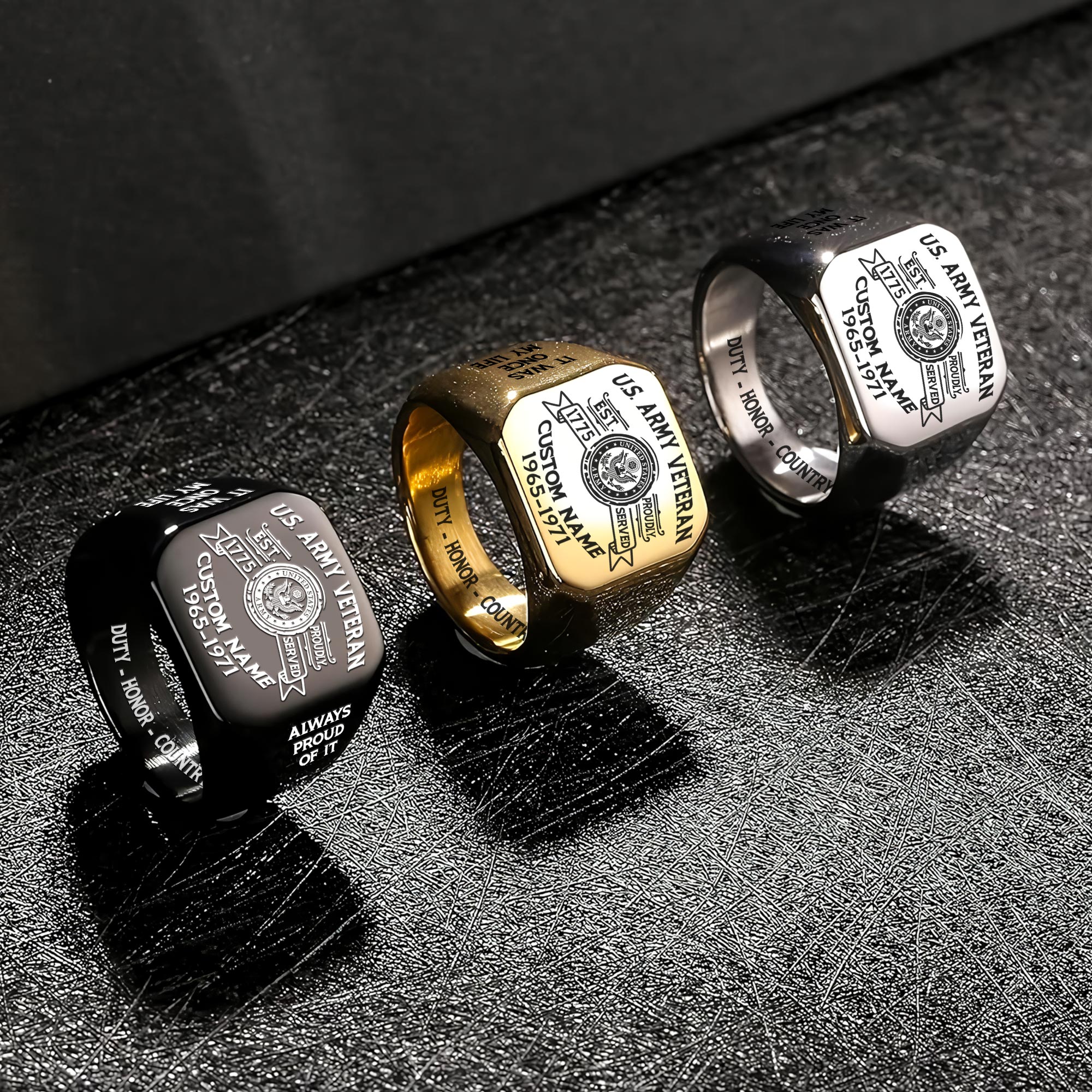 US Army, Lest We Forget - Engraved Men's Ring - Image 7