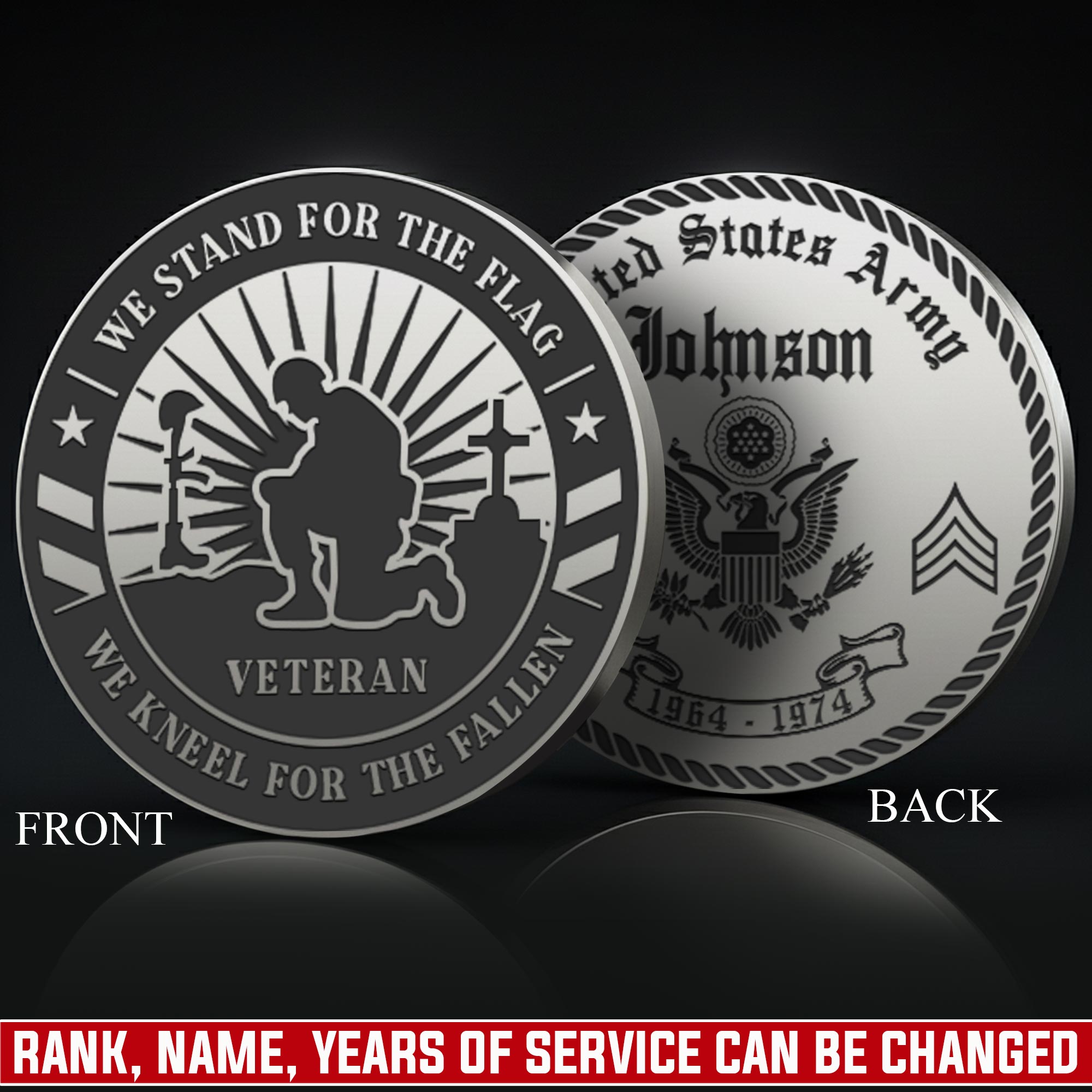 US Army, Life And Pride - Military Engraved Challenge Coin