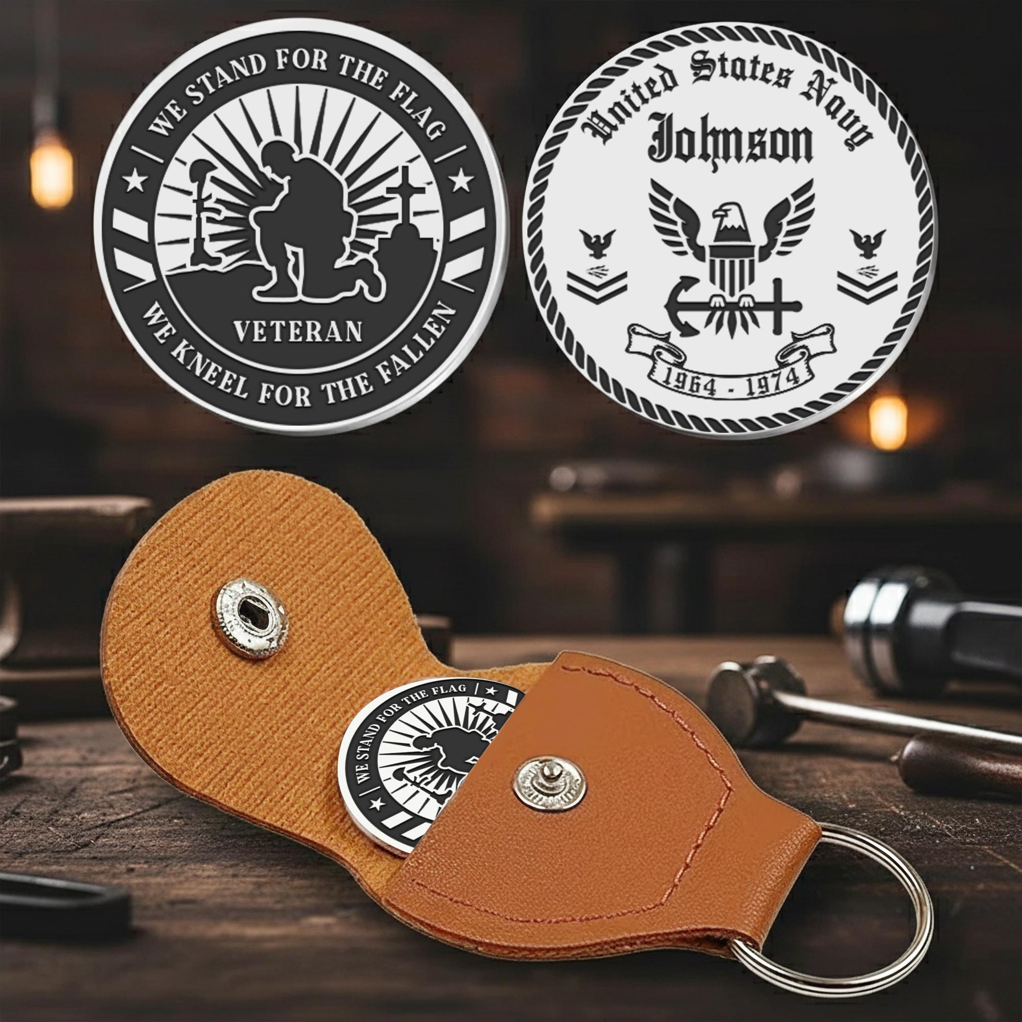 US Navy, Defender of Freedom - Military Engraved Challenge Coin - Image 2