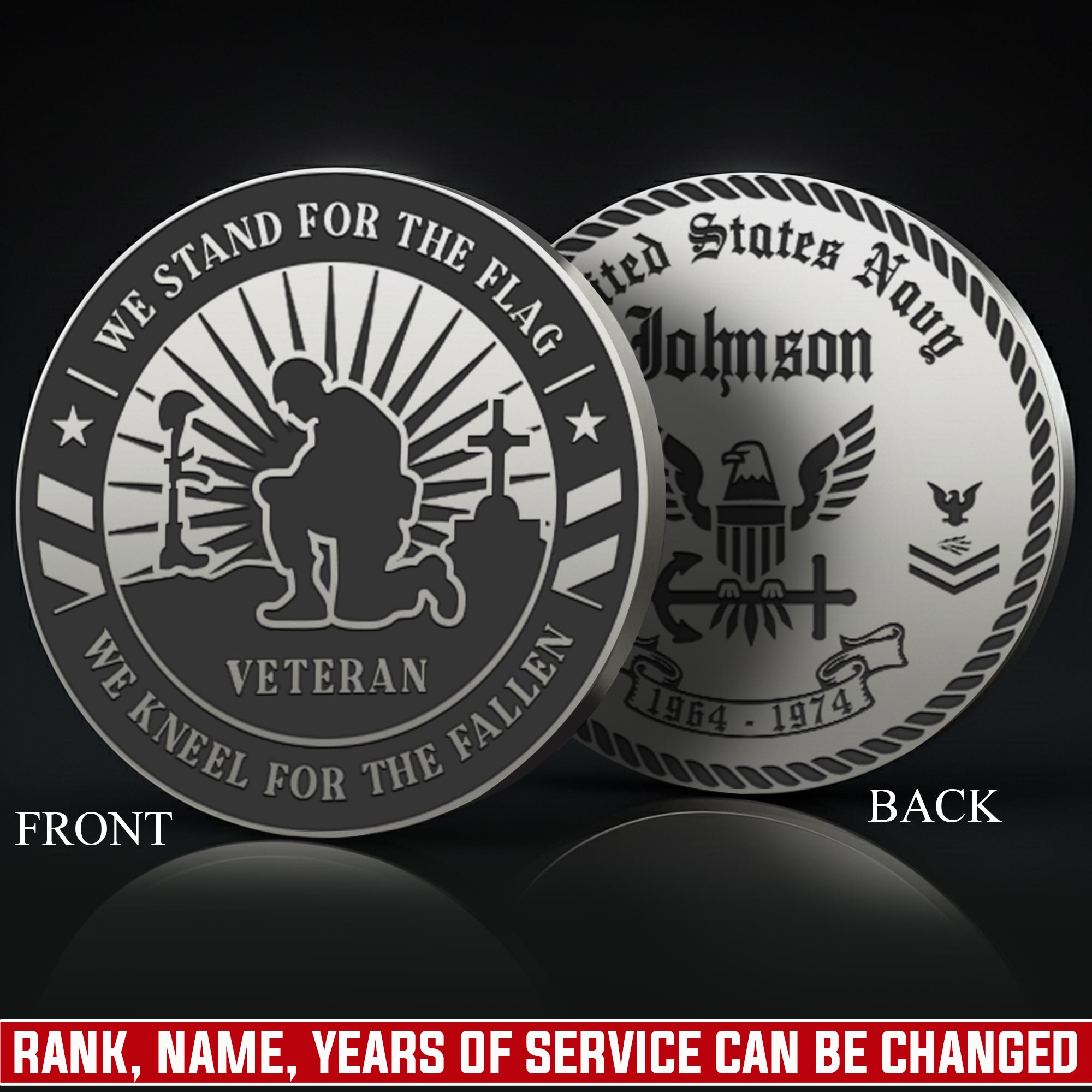 US Navy, Defender of Freedom - Military Engraved Challenge Coin