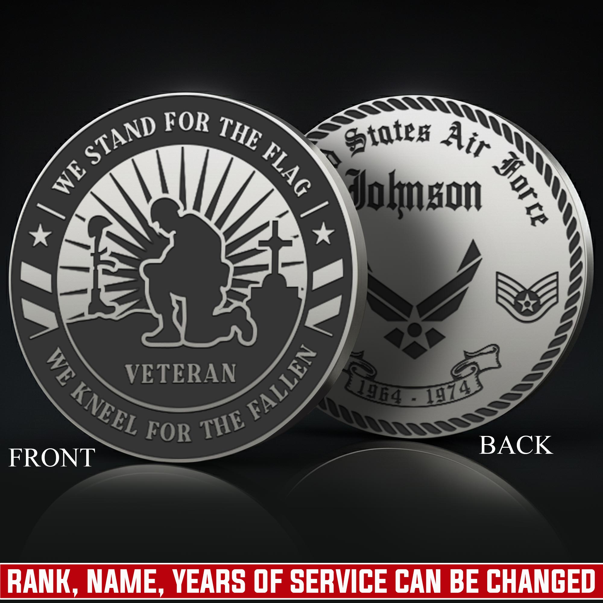 US Air Force, O 3 Air Force Captain - Military Engraved Challenge Coin