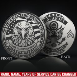 US Army, Land Of The Free, Because Of The Brave - Military Engraved Challenge Coin