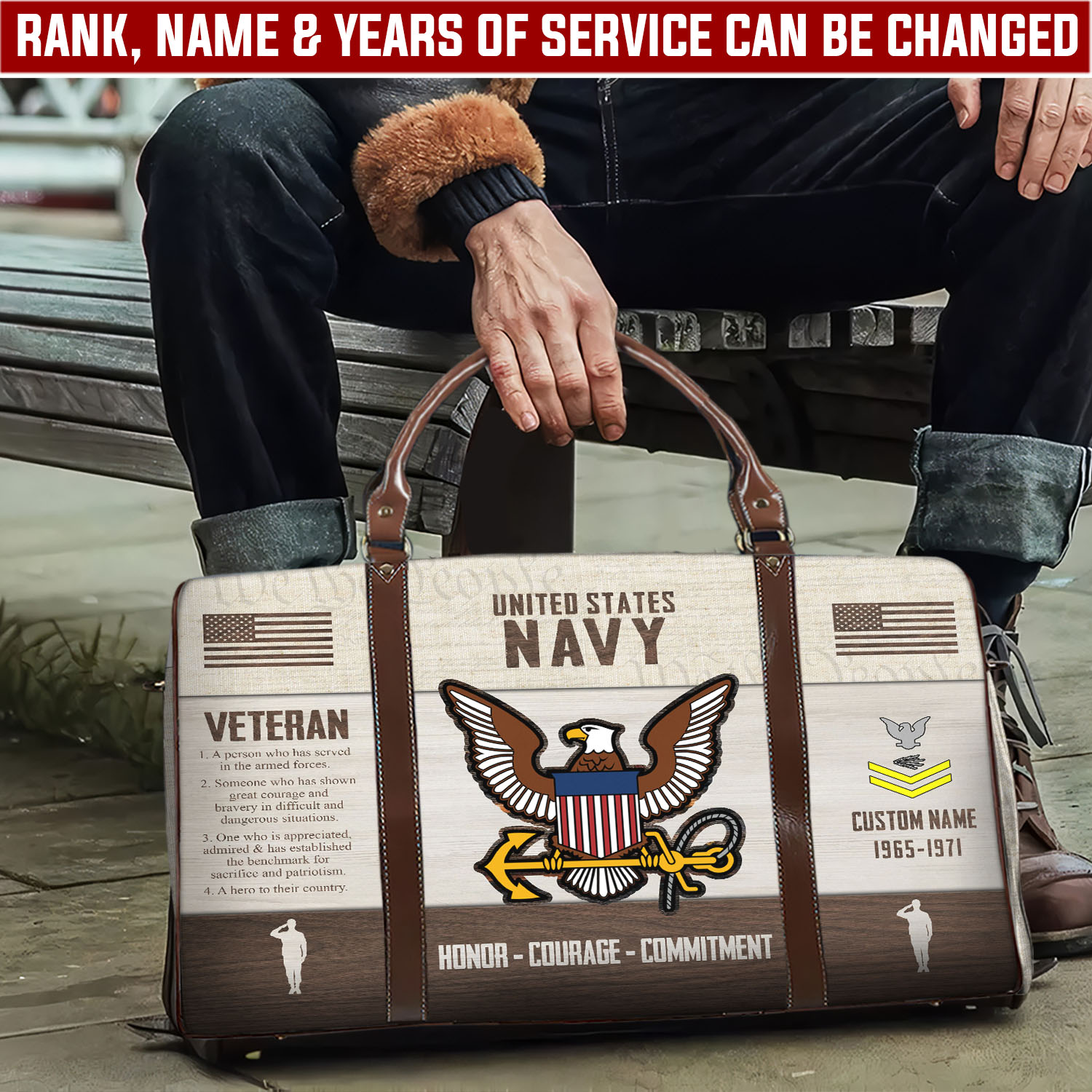 US Navy, E 3 White - Travel Bag - Size L: 20.4 x 9.4 x 10.2 inches