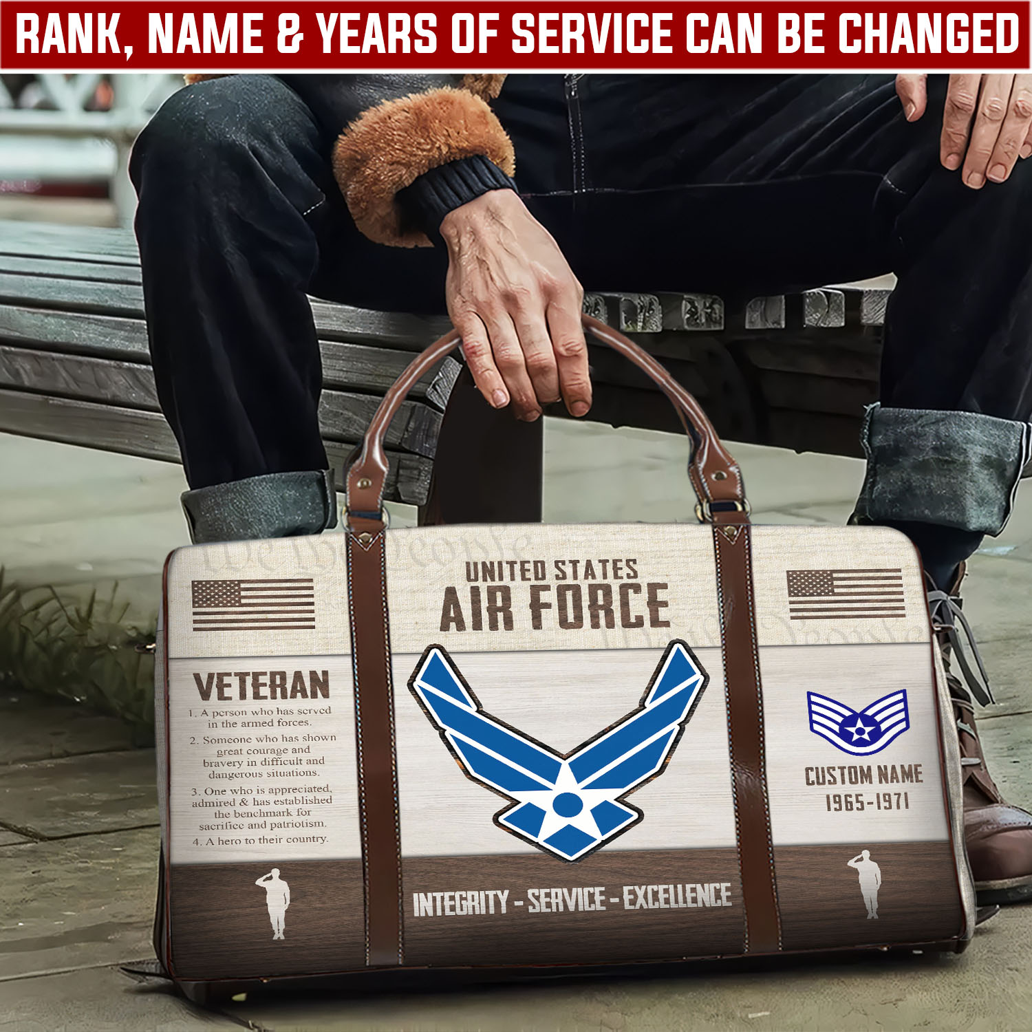 US Air Force, Service Before Self - Travel Bag - Size L: 20.4 x 9.4 x 10.2 inches