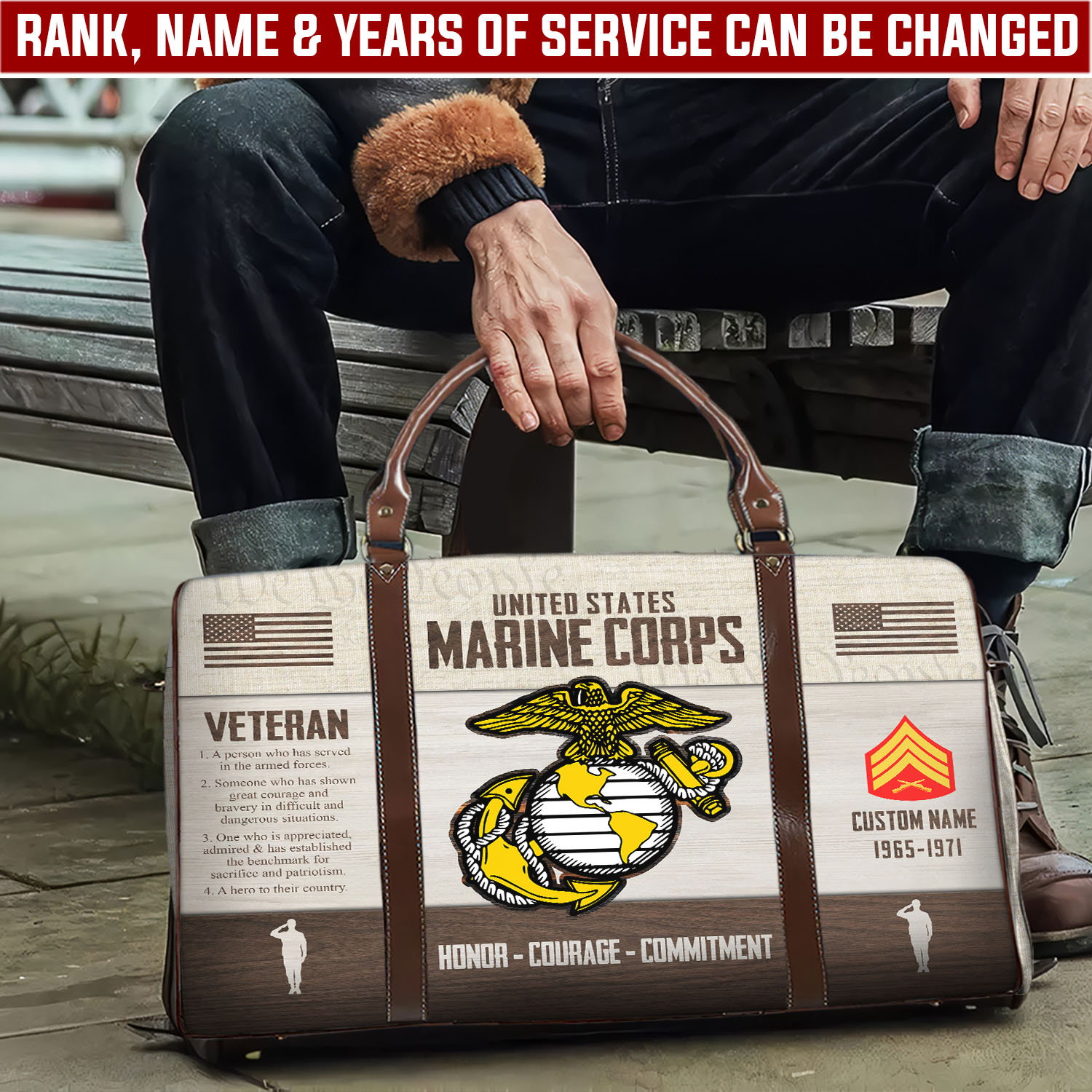 US Marine Corps, O 3 Marines Captain - Travel Bag - Size L: 20.4 x 9.4 x 10.2 inches