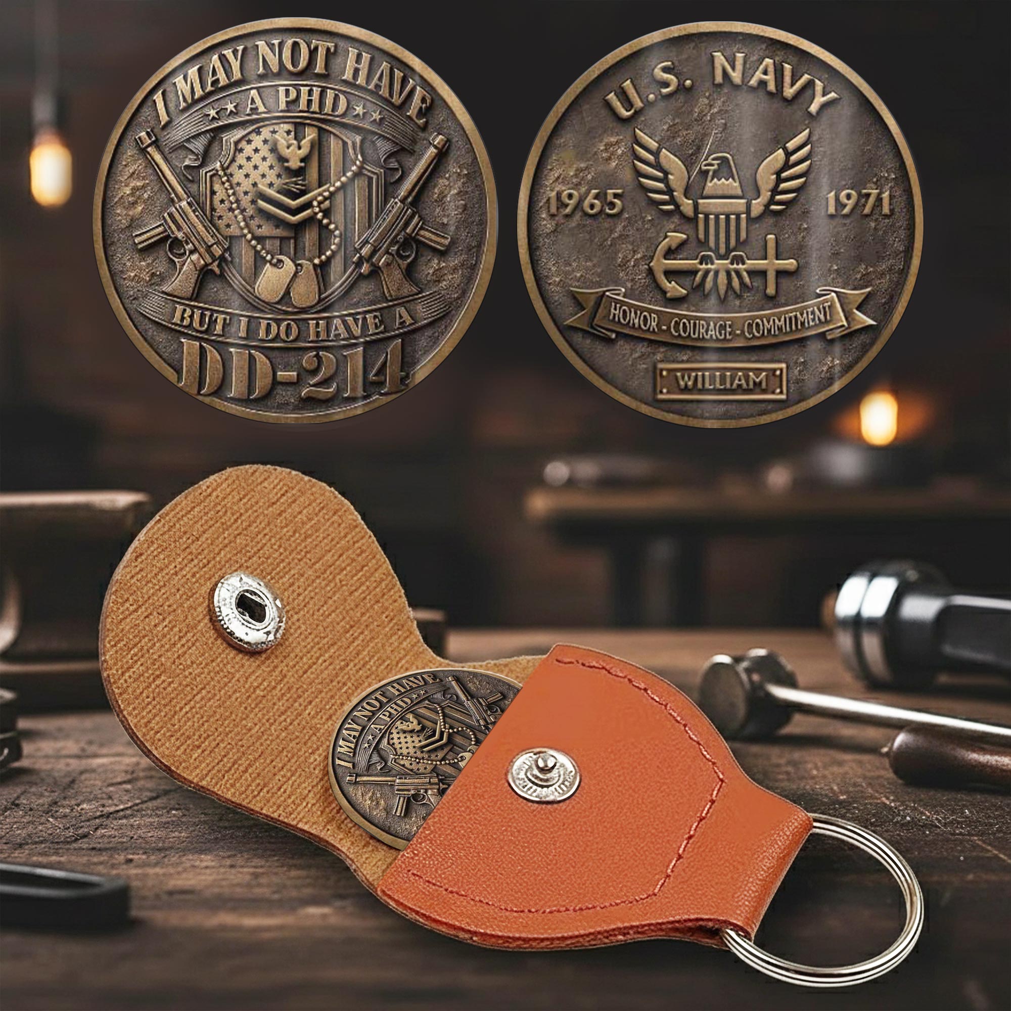 US Navy, Always Courageous - Military Printed Challenge Coin - Image 2