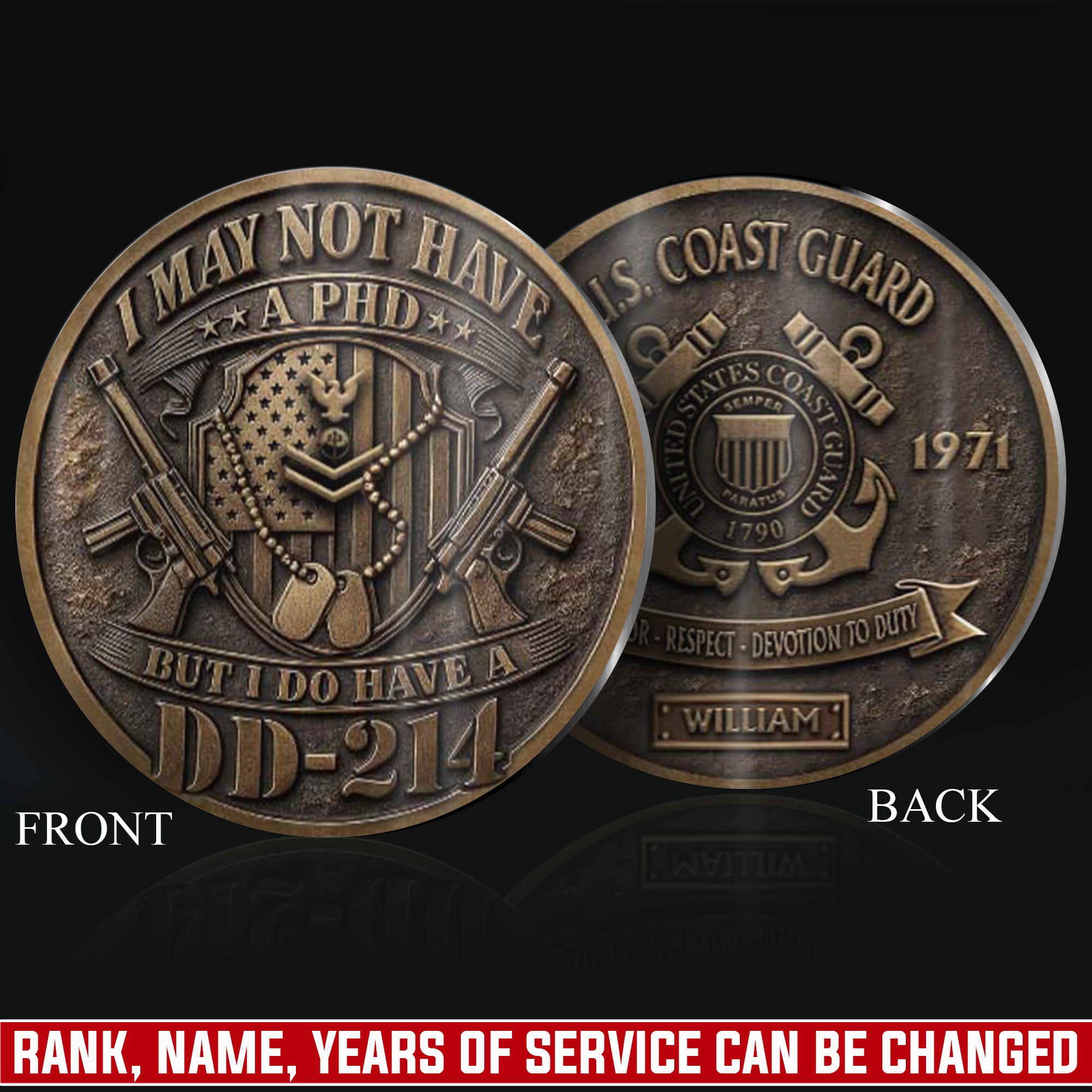 US Coast Guard, I Walked The Walk - Military Printed Challenge Coin