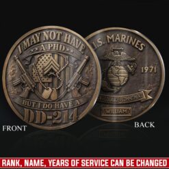 US Marine Corps, Honoring All Who Served - Military Printed Challenge Coin