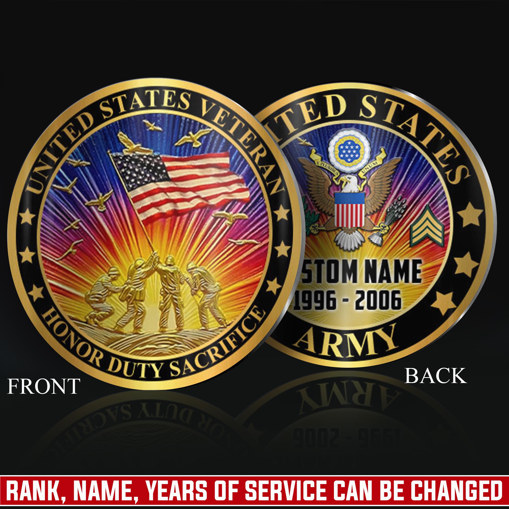 US Army, No One Gets Left Behind - Military Printed Challenge Coin