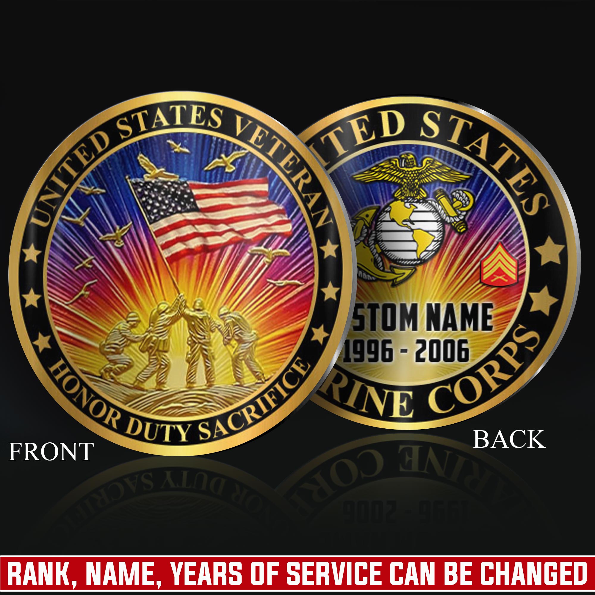 US Marine Corps, E 5 Marines Sergeant - Military Printed Challenge Coin