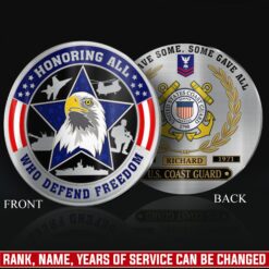US Coast Guard, E 3 White - Military Printed Challenge Coin
