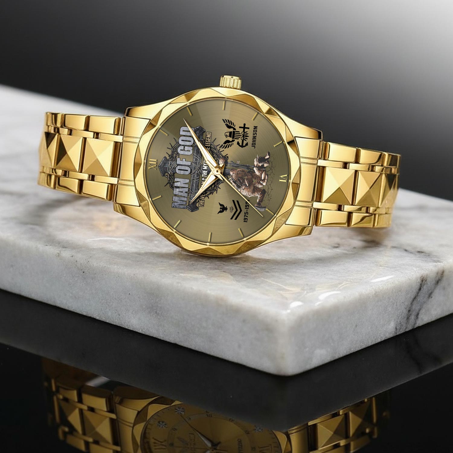 US Navy, E 3 White - Diamond-Cut Bezel Watch - Image 2