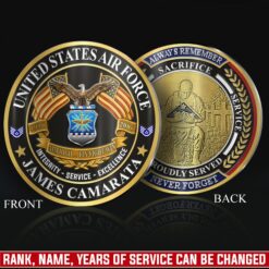 US Air Force, Honor The Fallen - Military Printed Challenge Coin