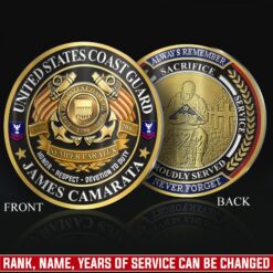 US Coast Guard, E 5 Gold - Military Printed Challenge Coin