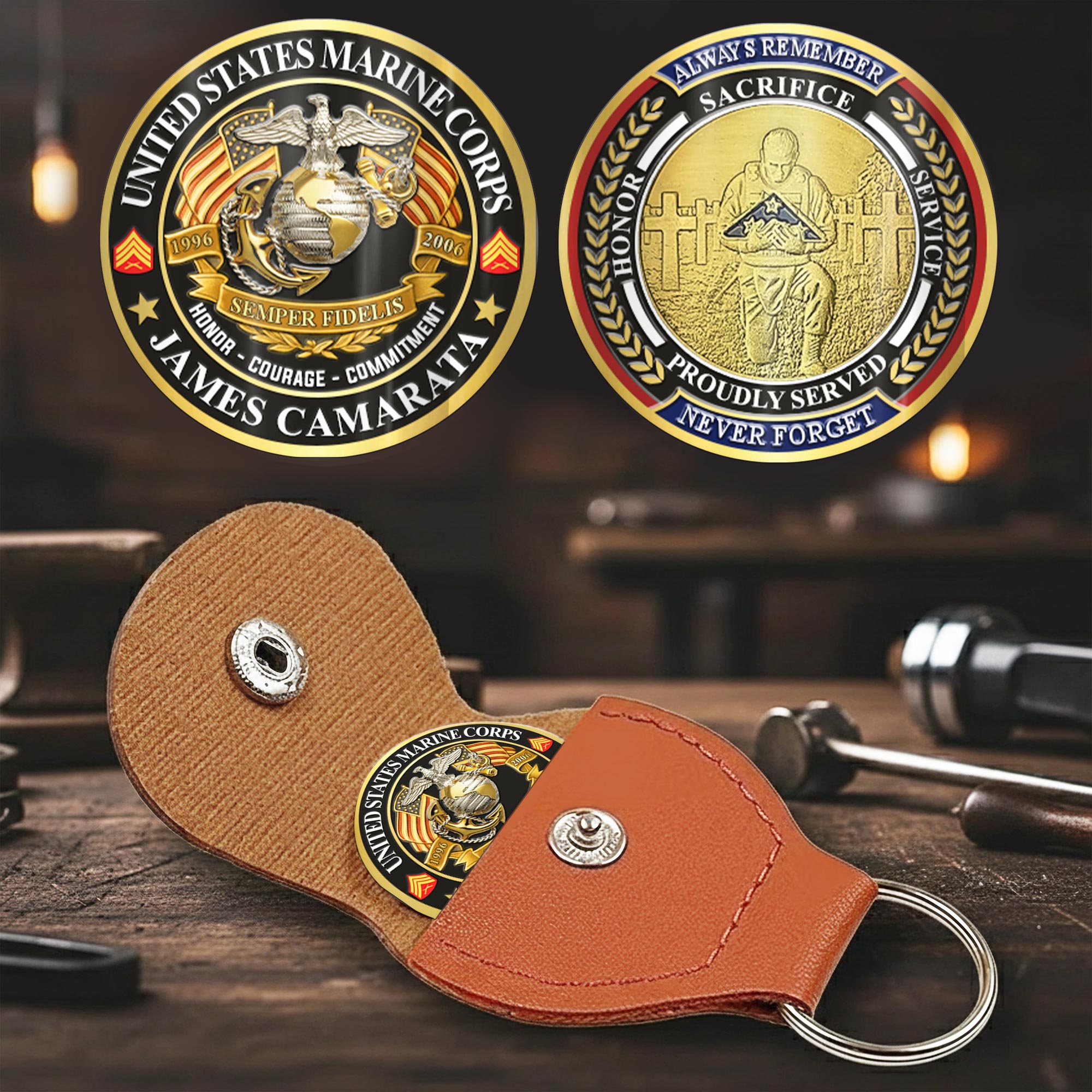 US Marine Corps, E 8 Marines First Sergeant - Military Printed Challenge Coin - Image 2