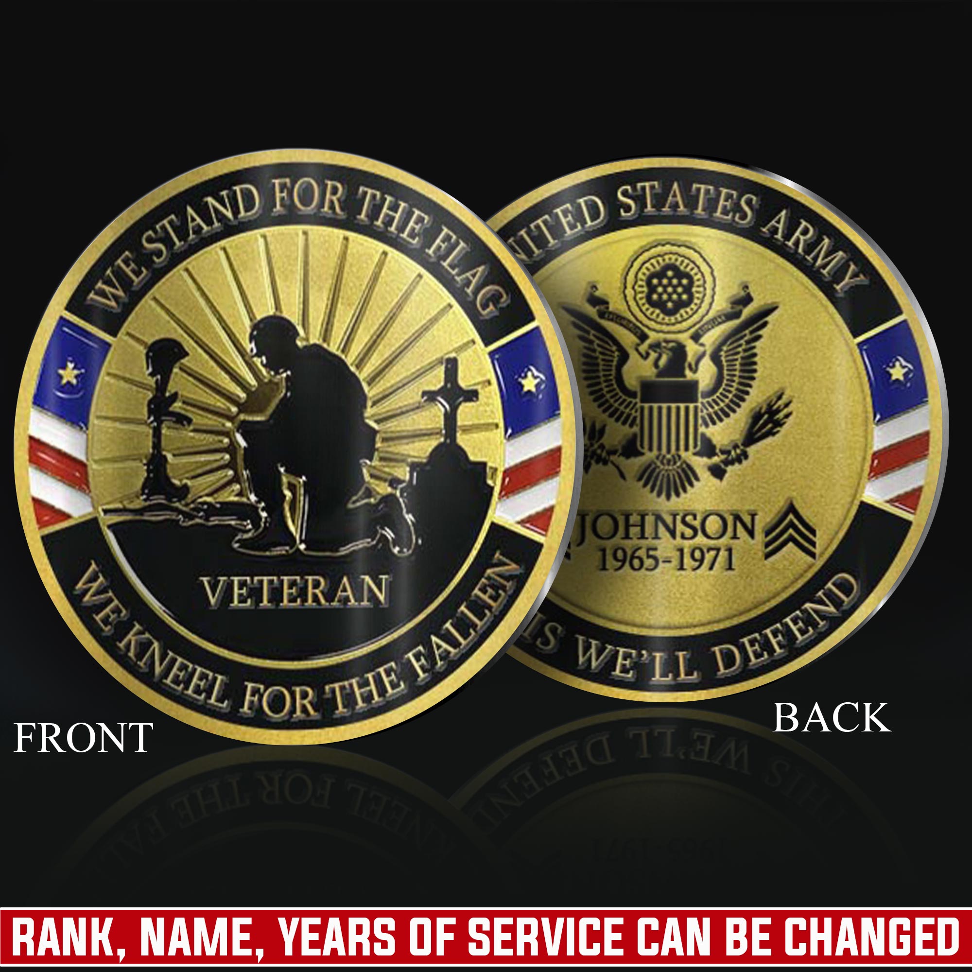 US Army, Land Of The Free, Because Of The Brave - Military Printed Challenge Coin