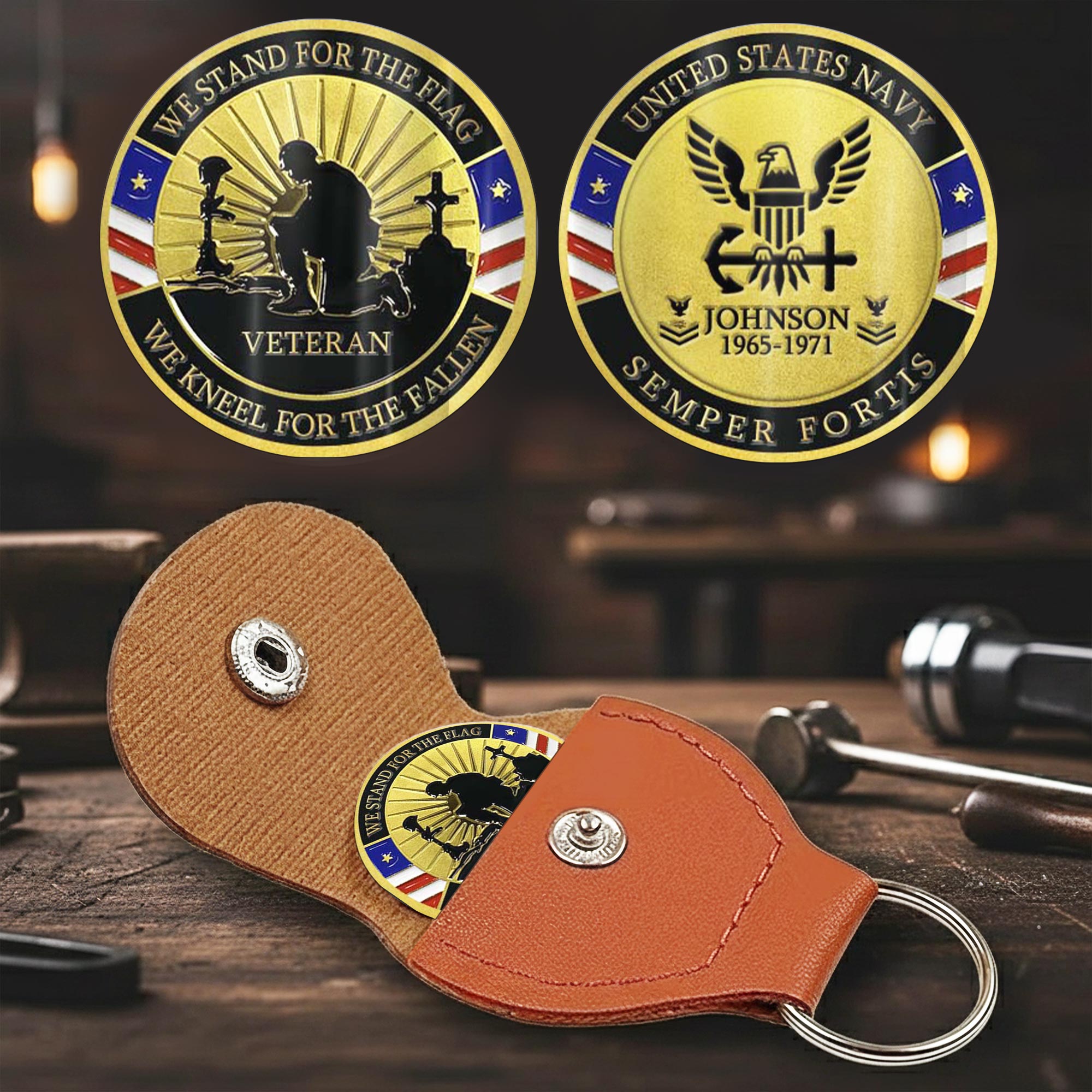 US Navy, Semper Fortis - Military Printed Challenge Coin - Image 2