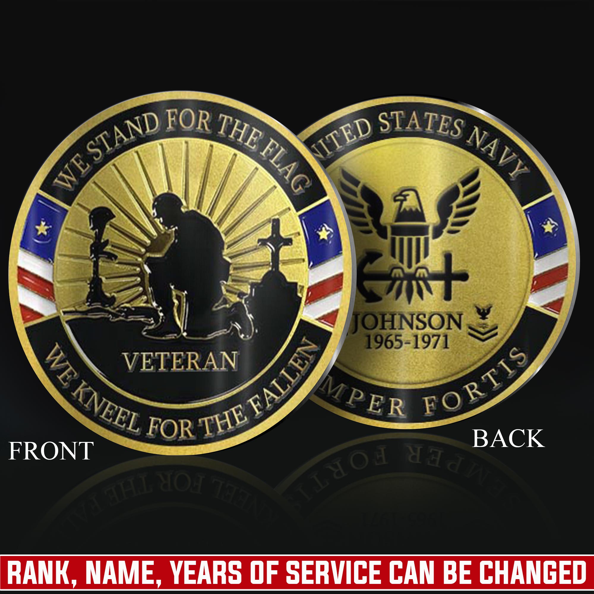 US Navy, Semper Fortis - Military Printed Challenge Coin