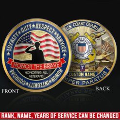 US Coast Guard, E 9 Gold - Military Printed Challenge Coin