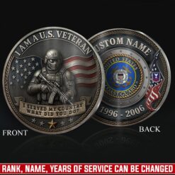 US Coast Guard, Defender of Freedom - Military Printed Challenge Coin