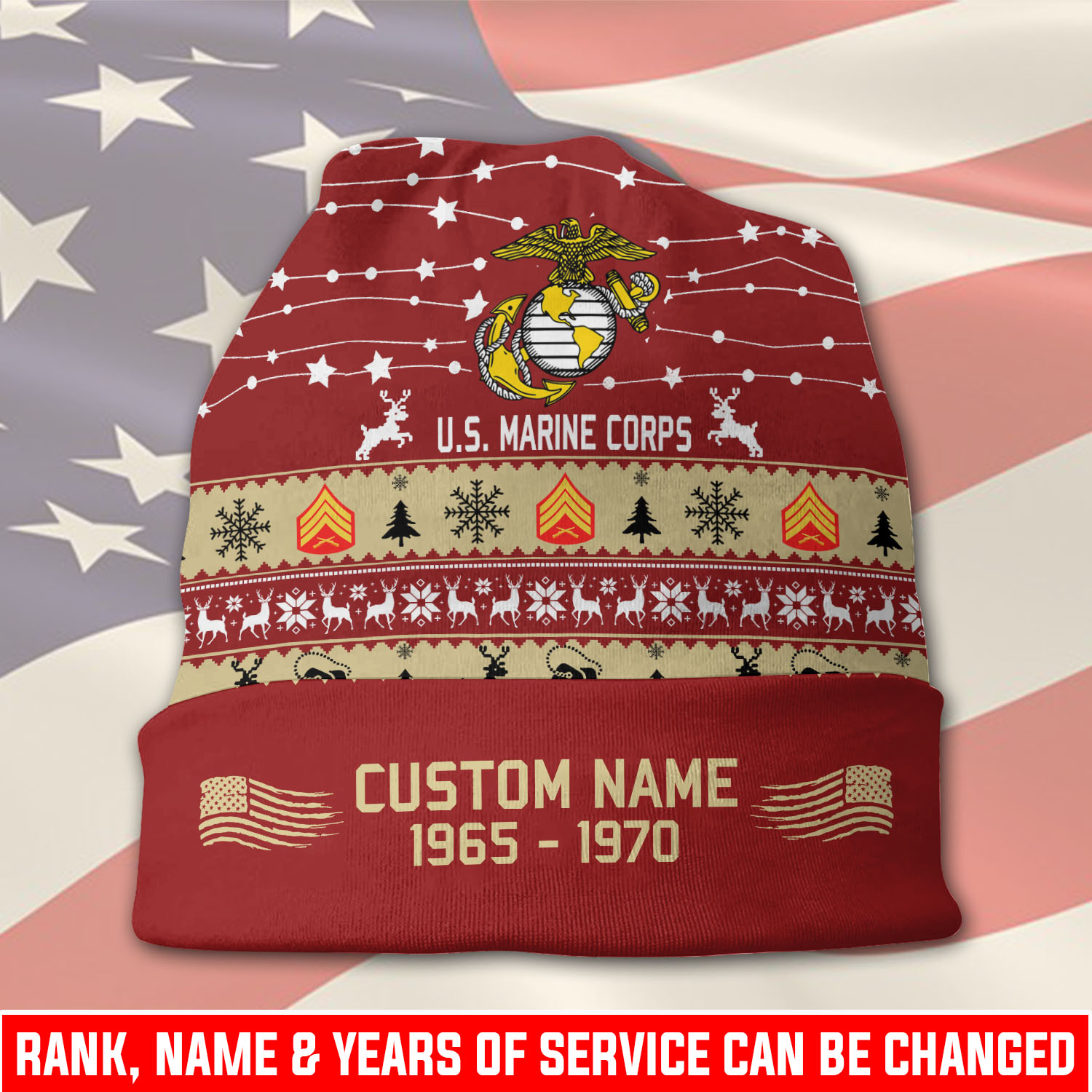 US Marine Corps, No One Fights Alone - Full-Printed Beanie Hat