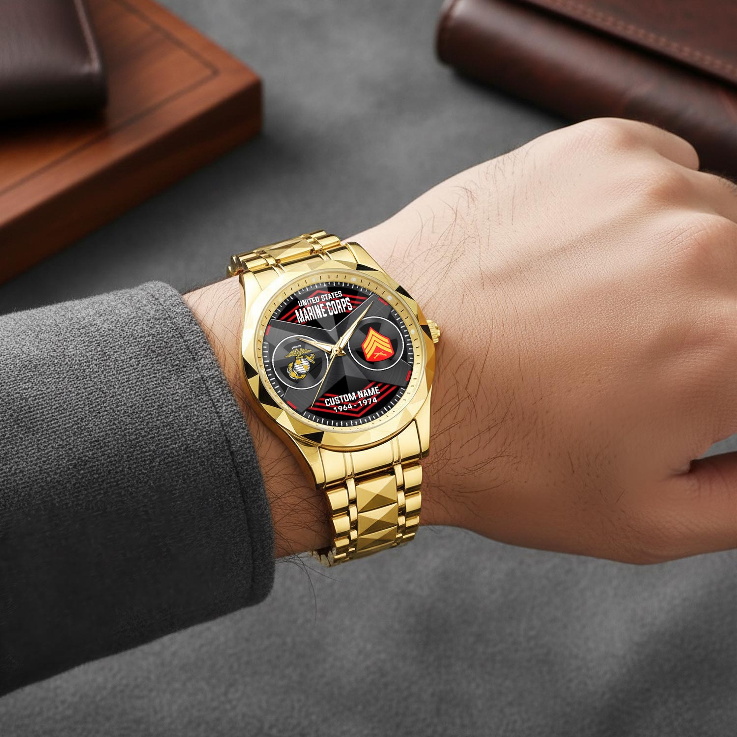 US Marine Corps, E 9 Marines Master Gunnery Sergeant - Diamond-Cut Bezel Watch - Image 5