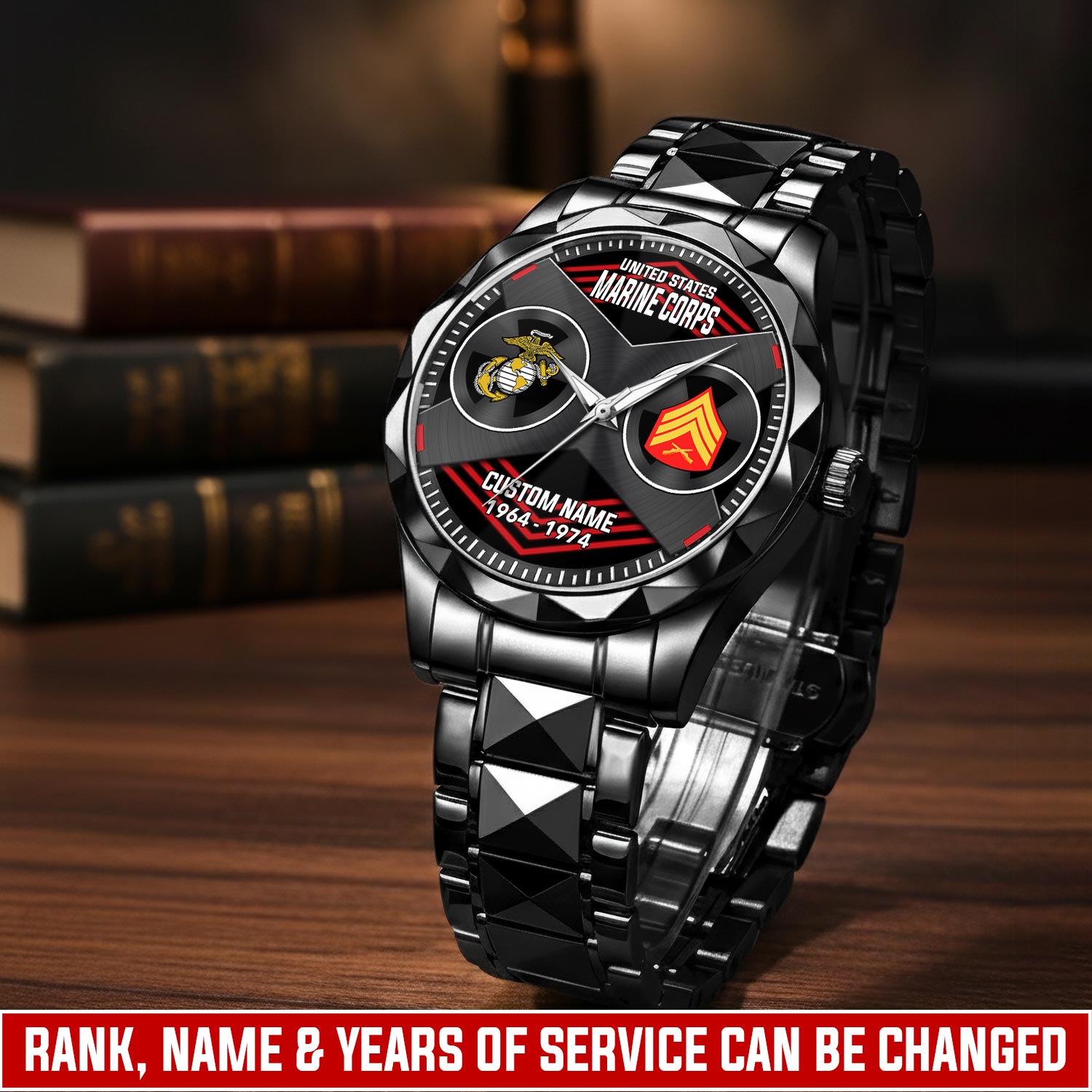 US Marine Corps, E 9 Marines Master Gunnery Sergeant - Diamond-Cut Bezel Watch