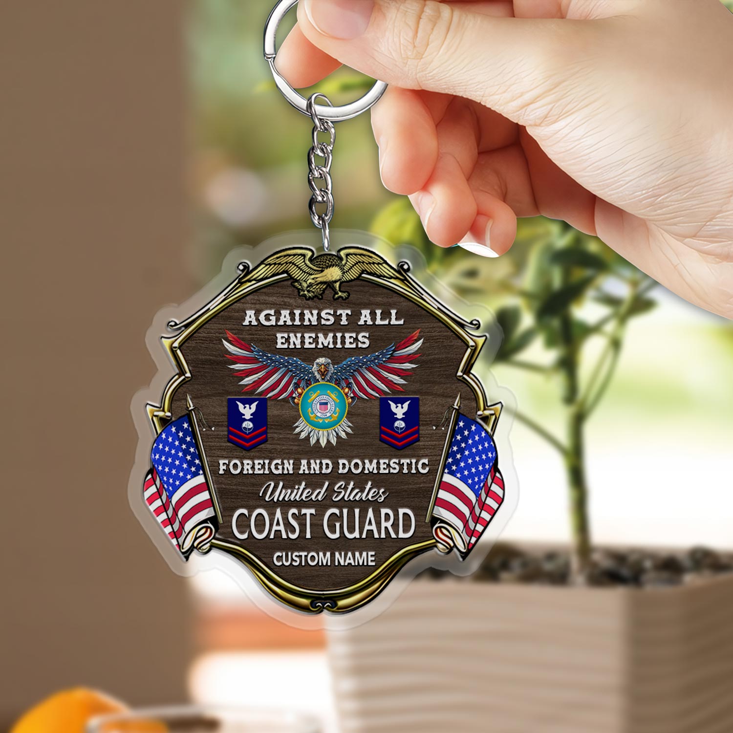 US Coast Guard, E 4 Red - Acrylic Keychain - Image 2