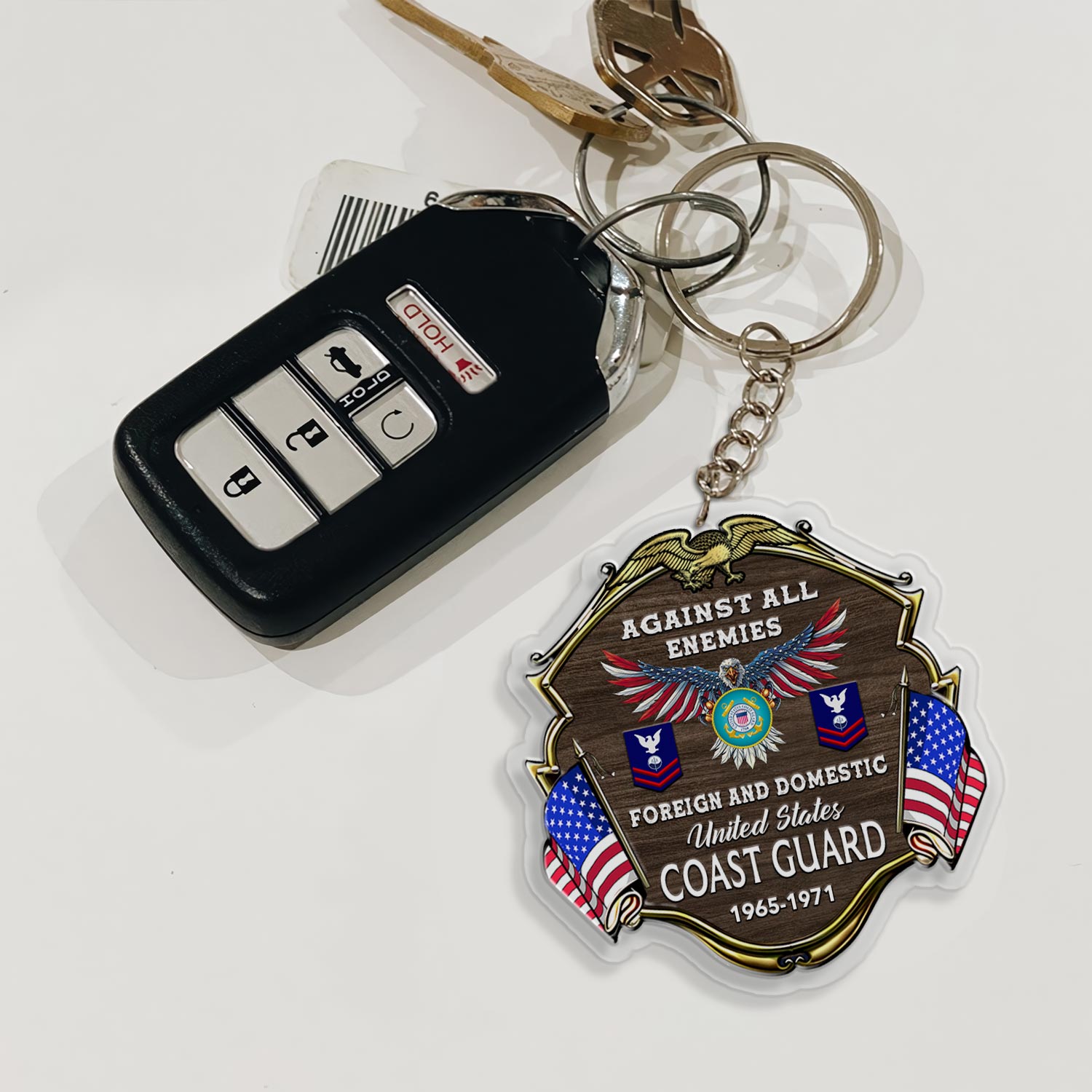 US Coast Guard, E 4 Red - Acrylic Keychain - Image 3