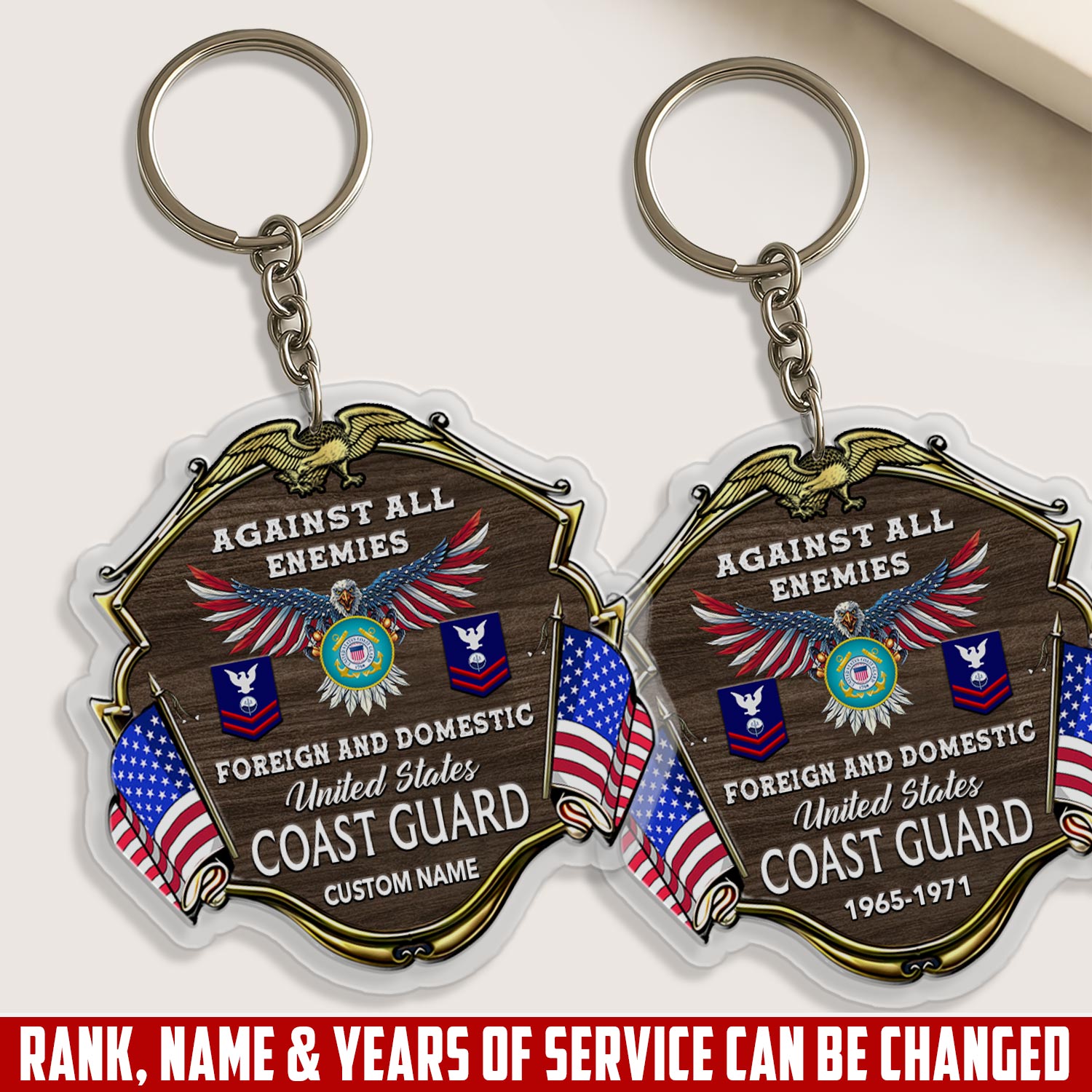 US Coast Guard, E 4 Red - Acrylic Keychain