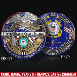 US Coast Guard, E 3 White - Military Printed Challenge Coin