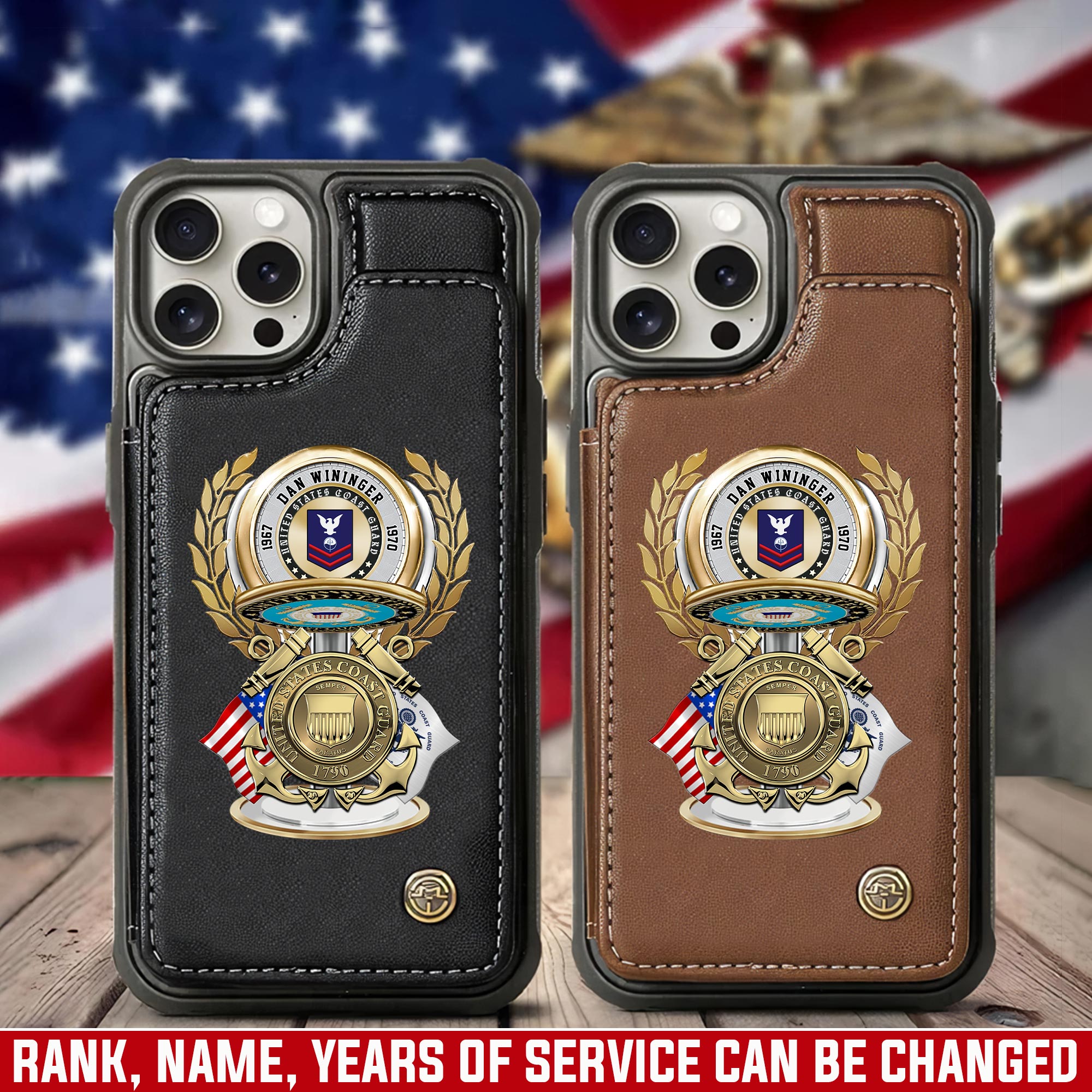 US Coast Guard, No One Fights Alone - Leather Flip Phone Case