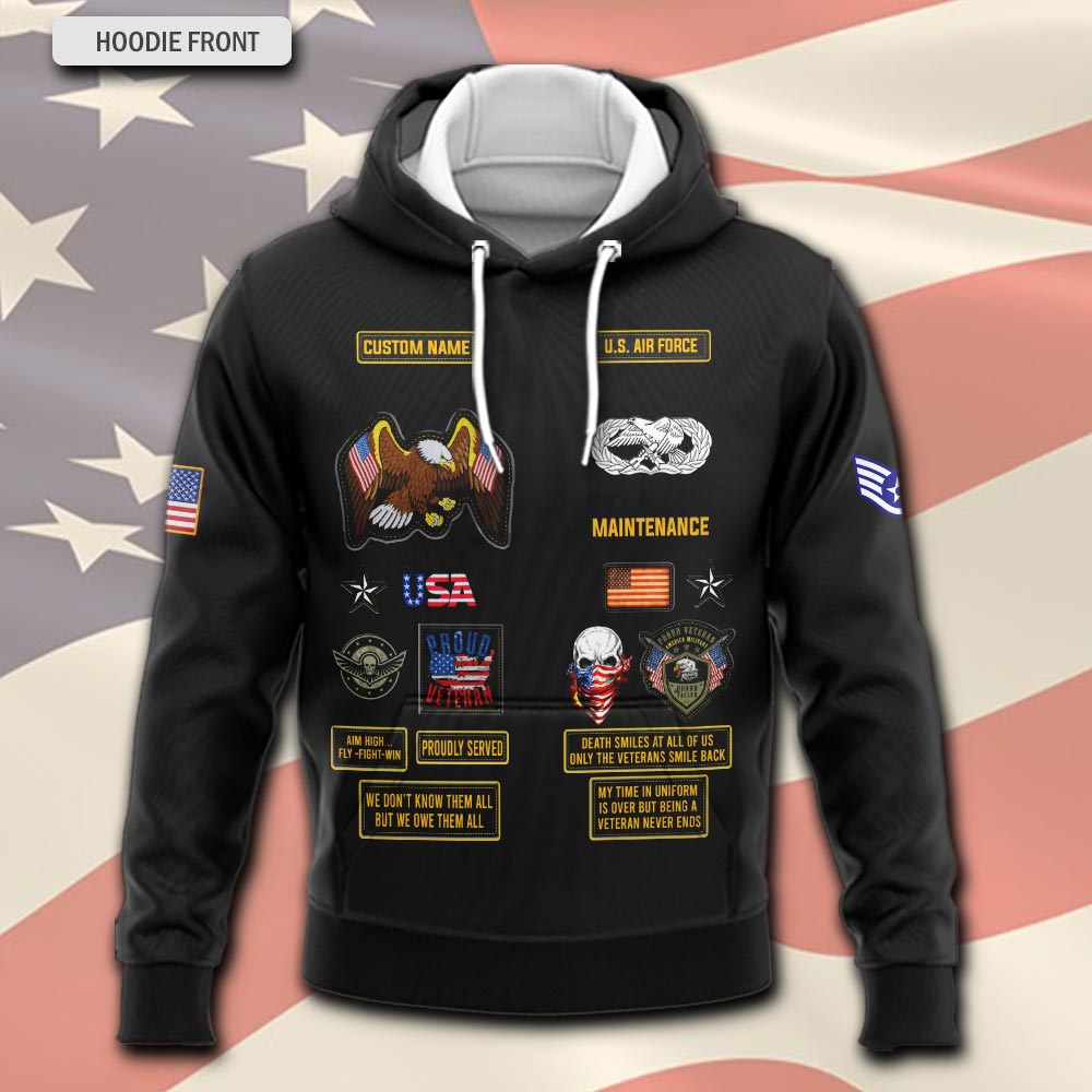 Air Force Badge, Duty, Honor, Country - Hoodie - Image 2