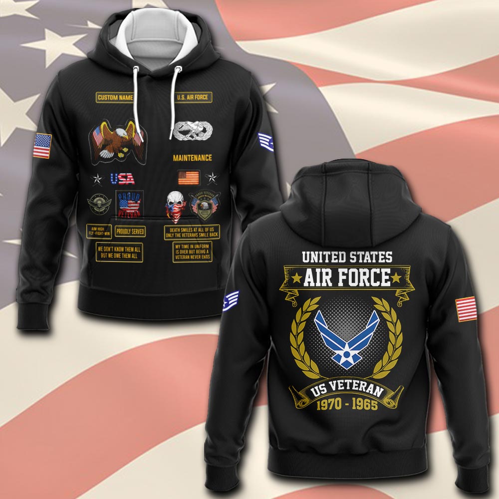 Air Force Badge, Duty, Honor, Country - Hoodie