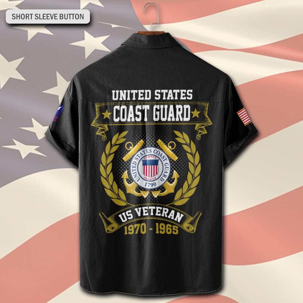Coast Guard Rating, E 6 Red - Short Sleeve Button Shirt - Image 3