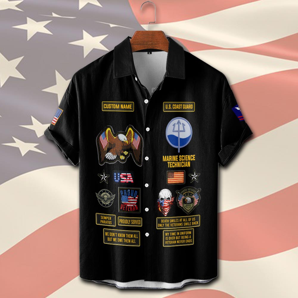 Coast Guard Rating, E 6 Red - Short Sleeve Button Shirt - Image 2