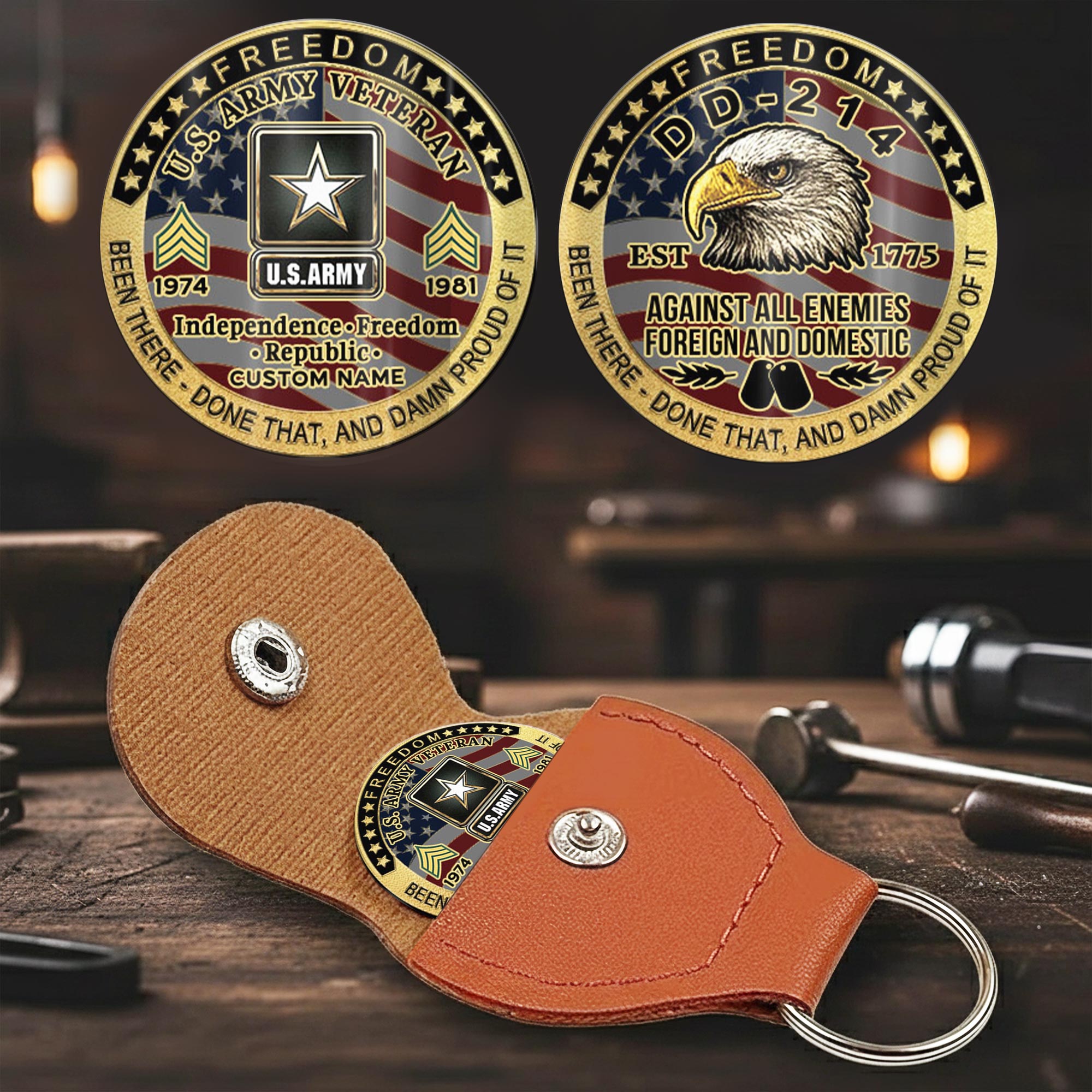 US Army, E 4 Army Corporal - Military Printed Challenge Coin - Image 2