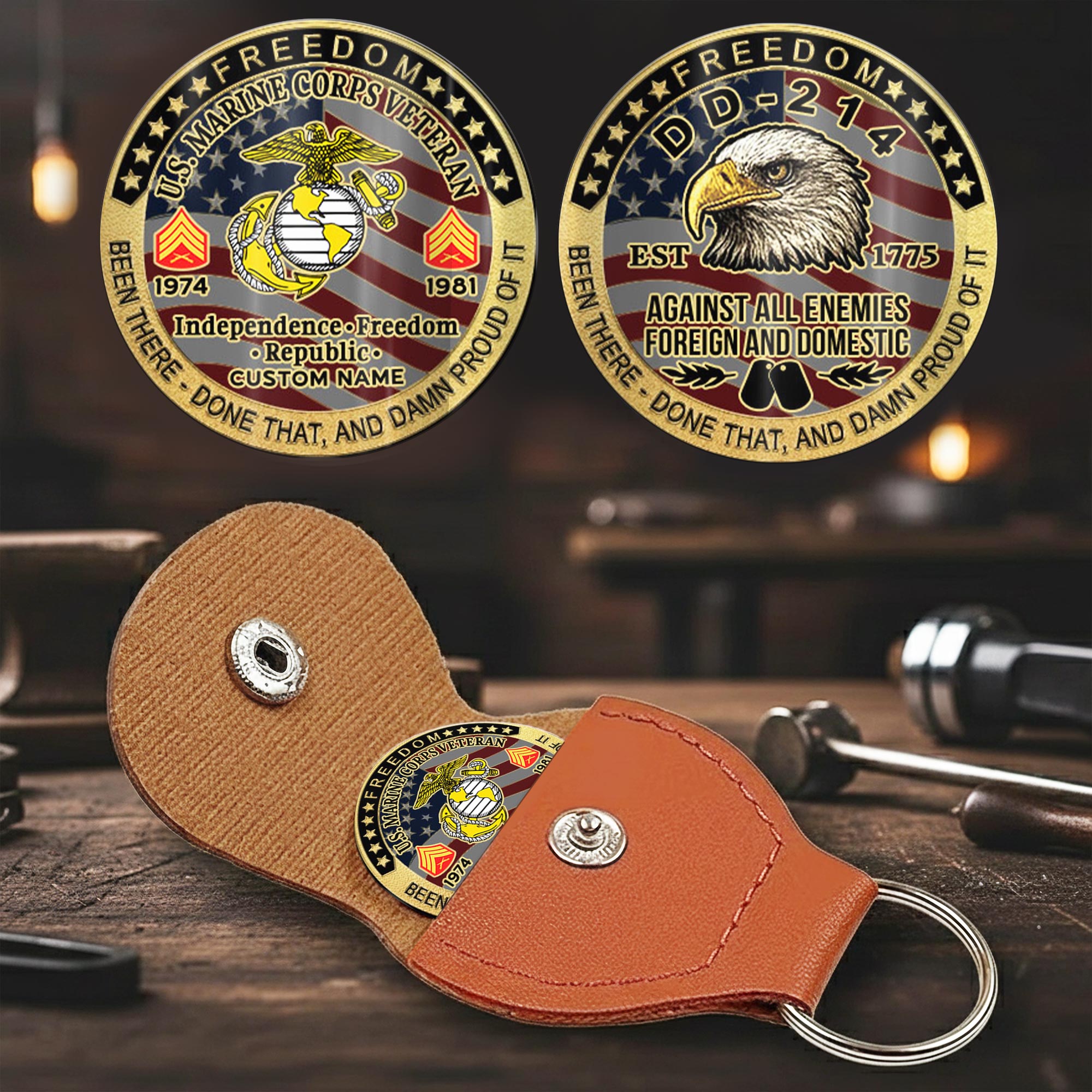 US Marine Corps, Life And Pride - Military Printed Challenge Coin - Image 2