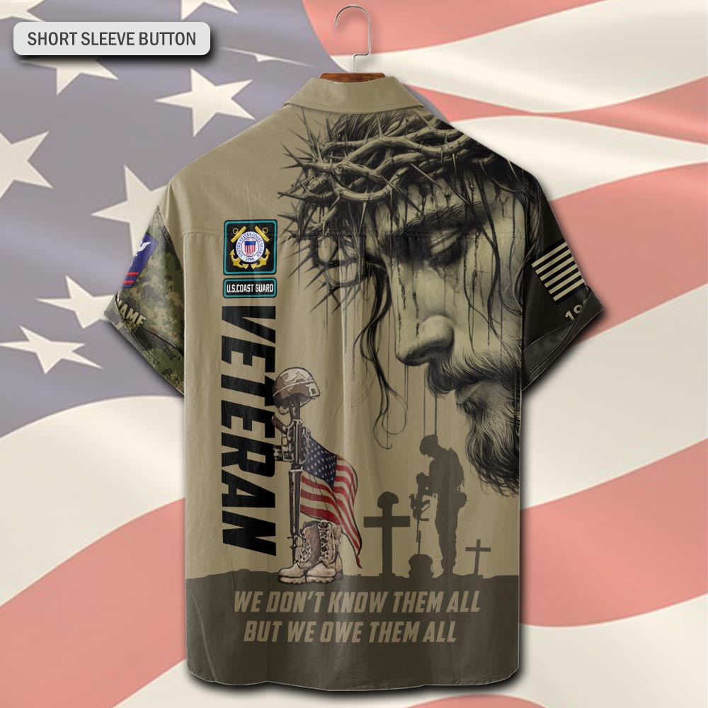 US Coast Guard, No One Fights Alone - Short Sleeve Button Shirt - Image 3