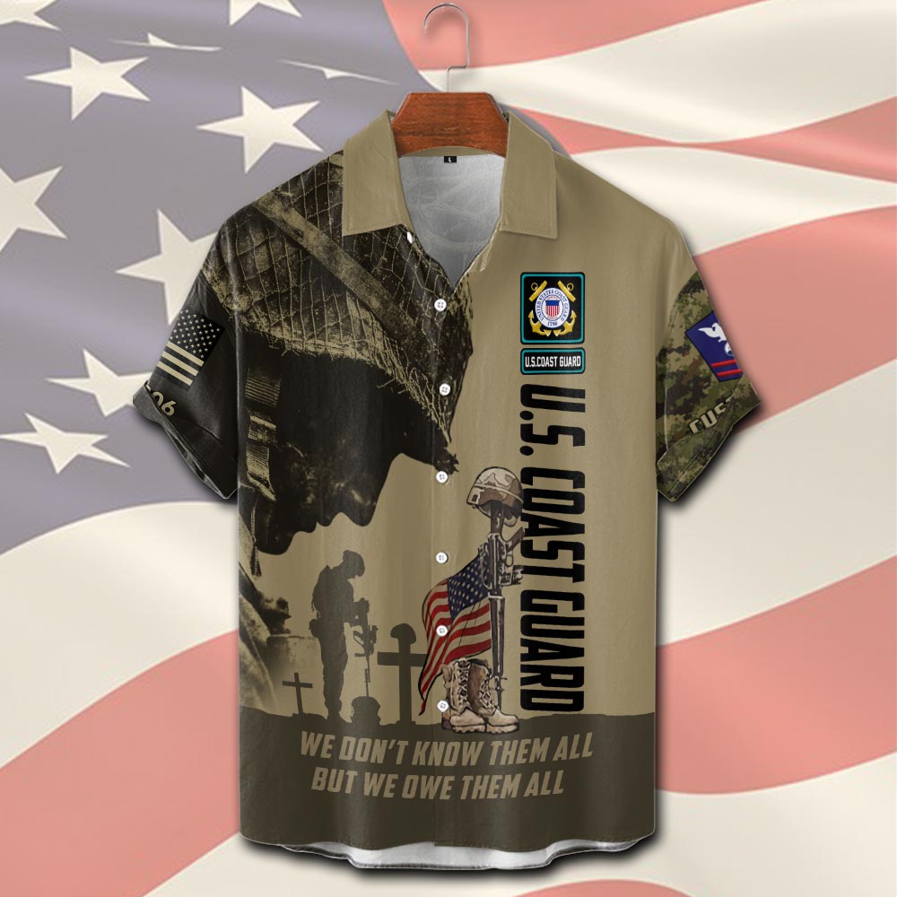 US Coast Guard, No One Fights Alone - Short Sleeve Button Shirt - Image 2