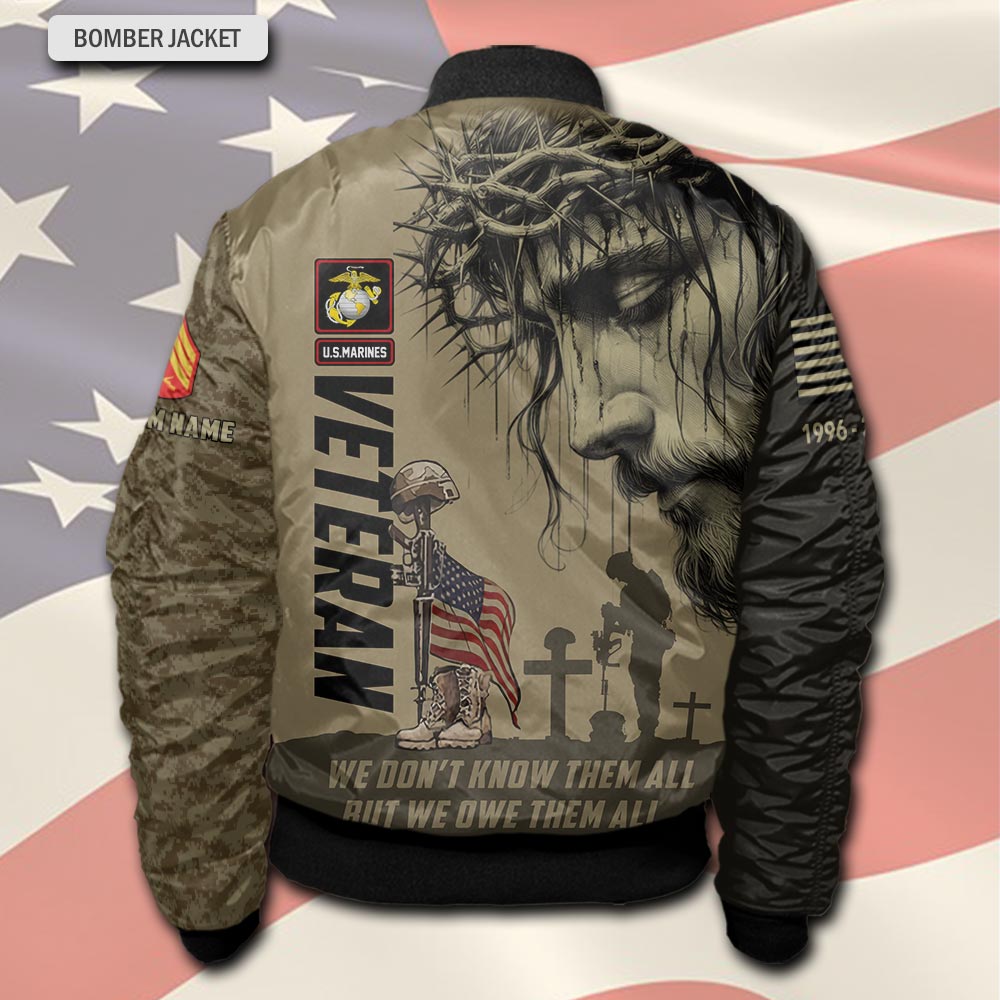 US Marine Corps, Proud Veteran - Bomber Jacket - Image 3