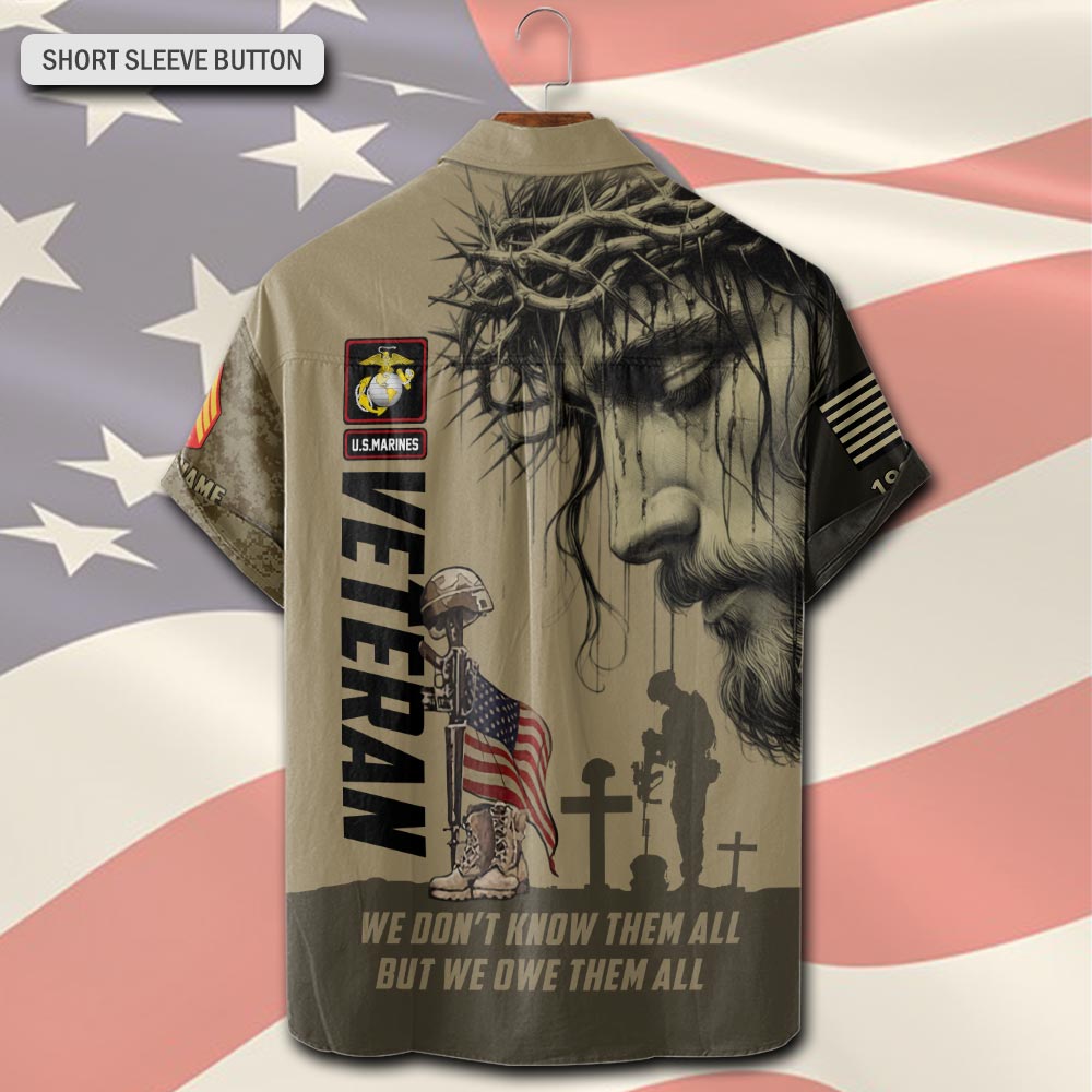 US Marine Corps, Thank a Veteran - Short Sleeve Button Shirt - Image 3