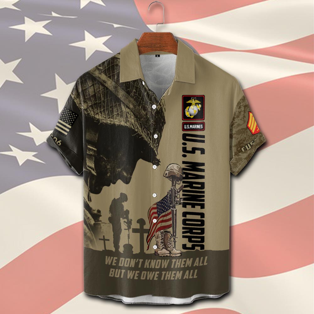US Marine Corps, Thank a Veteran - Short Sleeve Button Shirt - Image 2