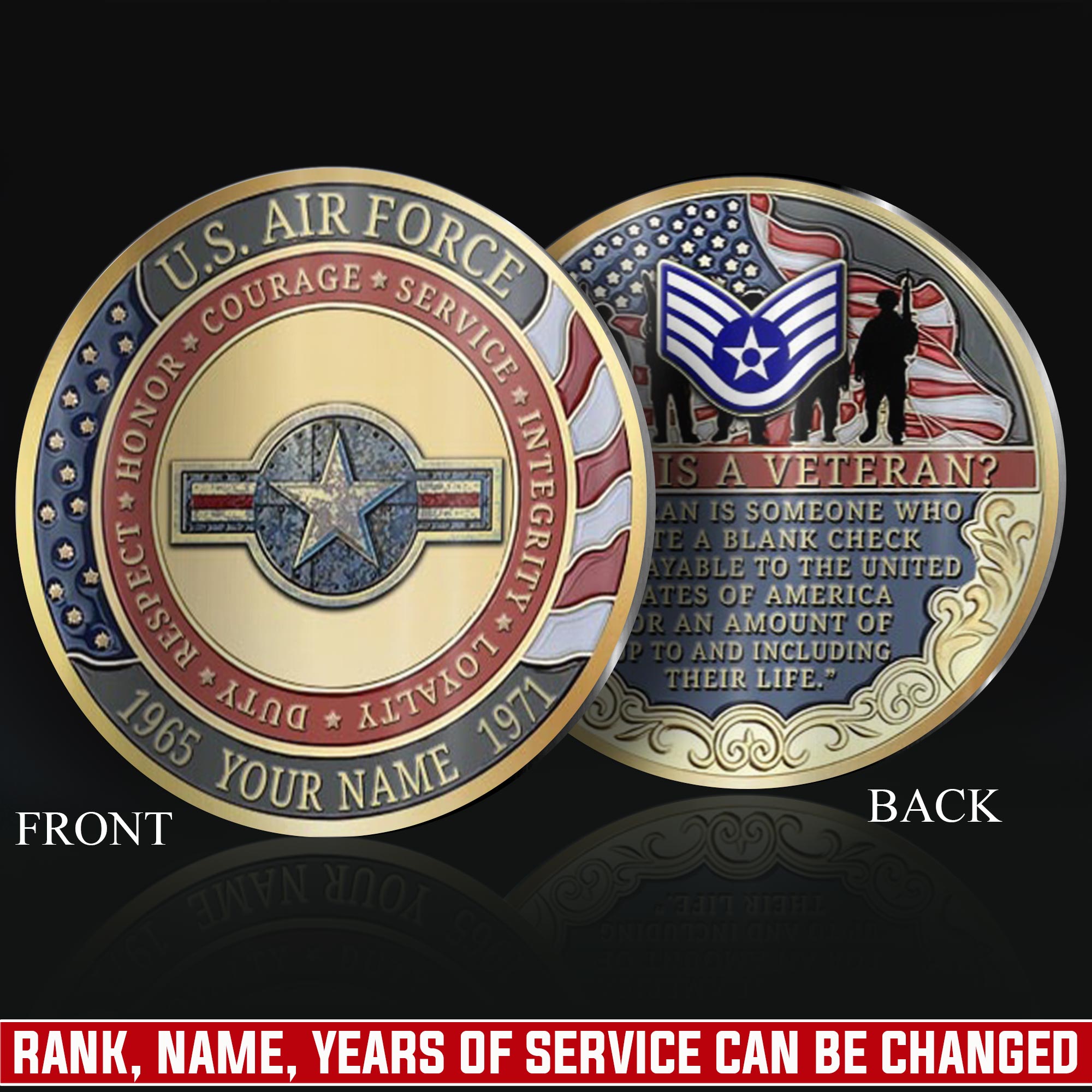 US Air Force, Proud To Have Served - Military Printed Challenge Coin