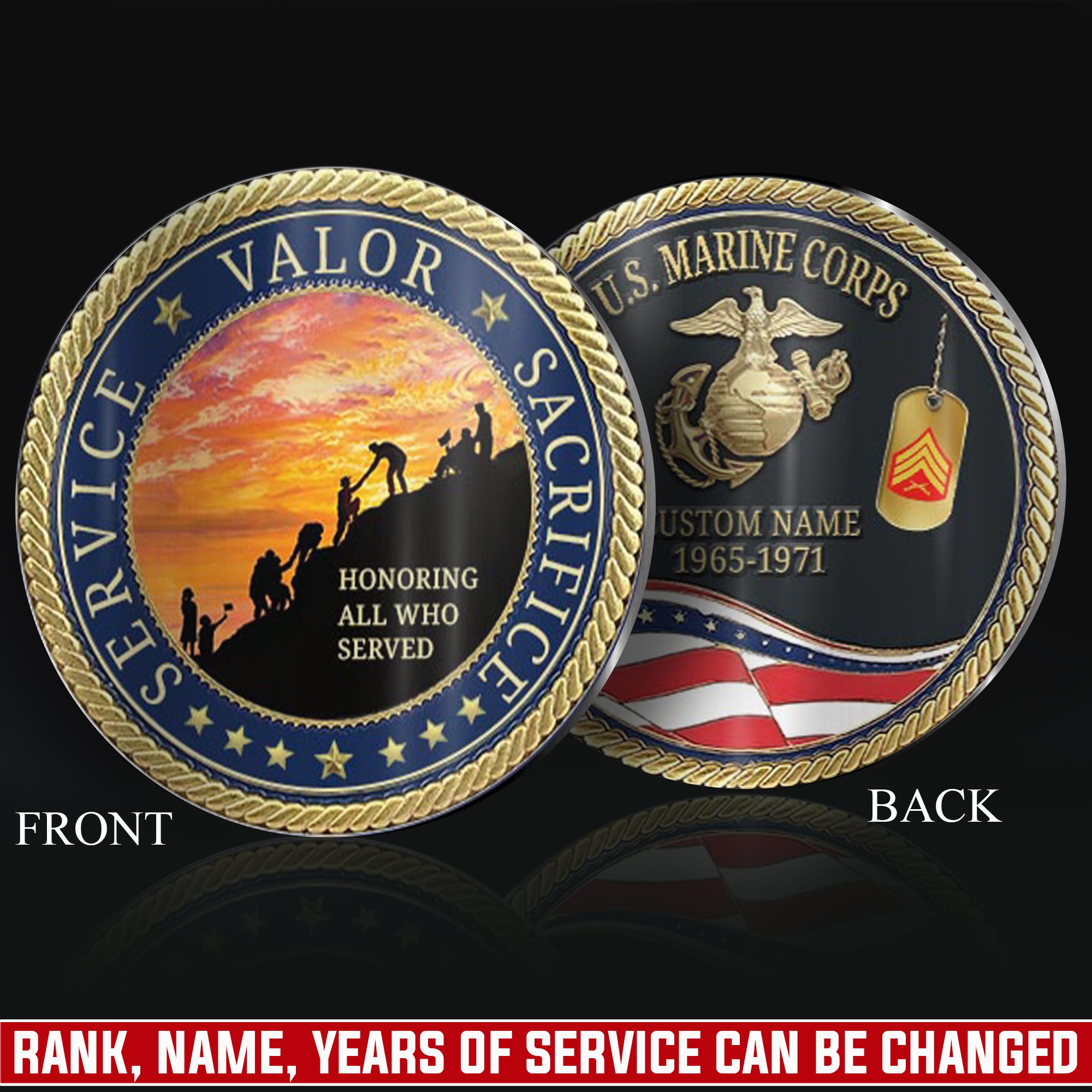 US Marine Corps, E 9 Marines Sergeant Major - Military Printed Challenge Coin